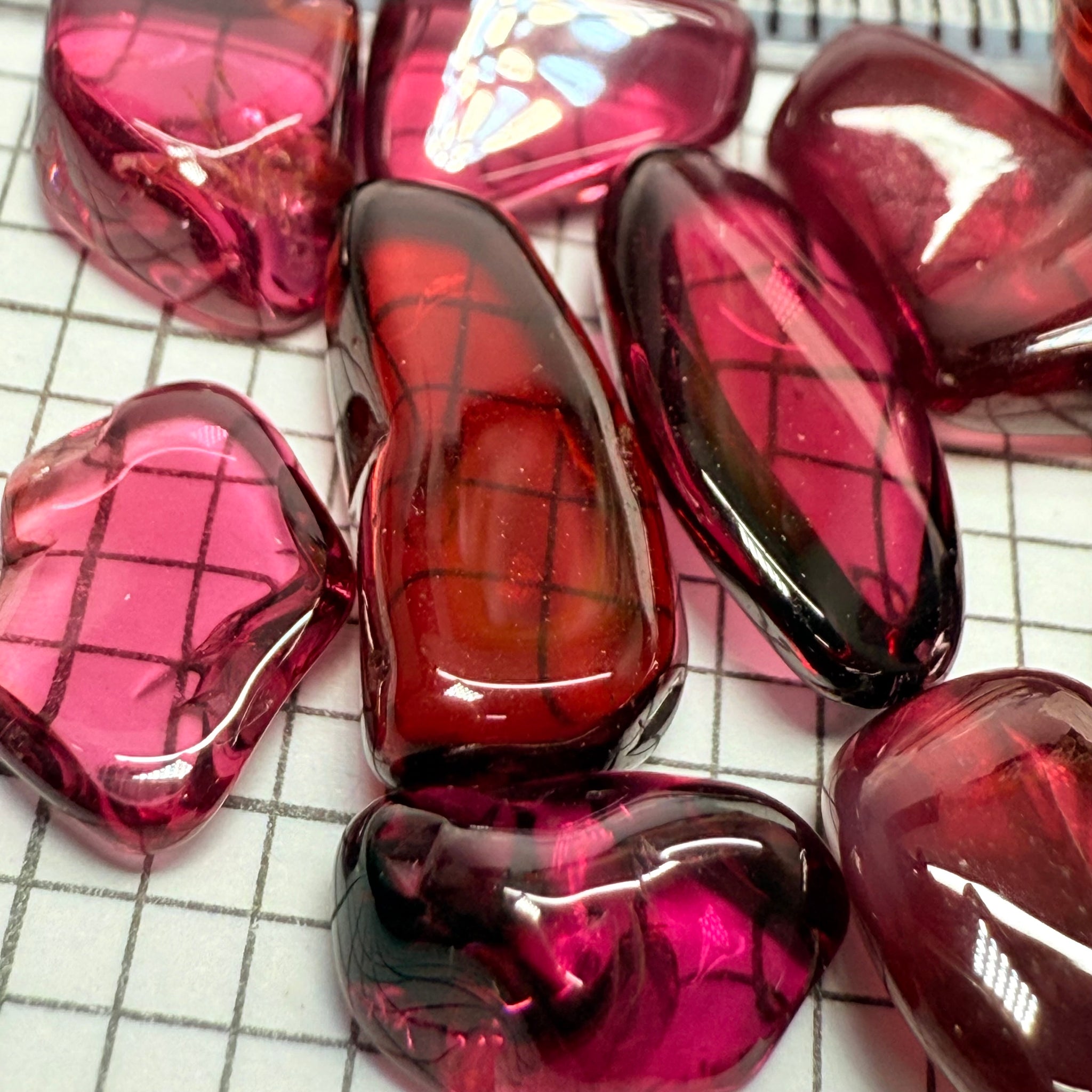 Mix Tanzanian Garnet Lot, Freeform Cabochons, 33.03ct, from multiple areas in Tanzania, Untreated Unheated, great for designers getting creative, very high polish, excellent transparency. 10 pc lot, 3.3ct av.