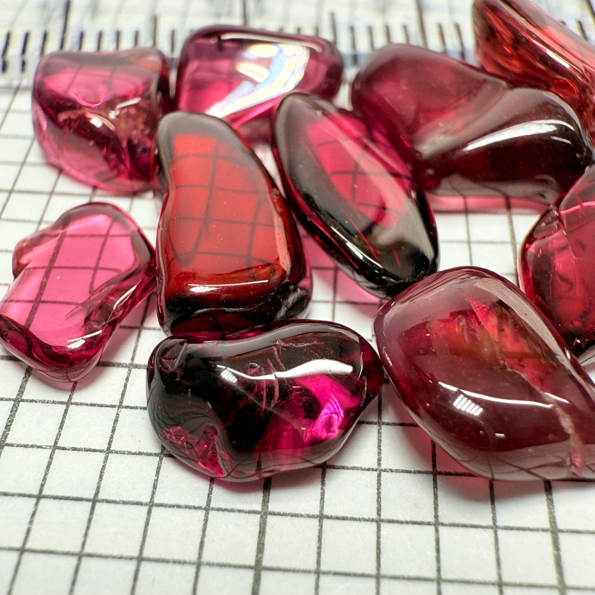 Mix Tanzanian Garnet Lot, Freeform Cabochons, 33.03ct, from multiple areas in Tanzania, Untreated Unheated, great for designers getting creative, very high polish, excellent transparency. 10 pc lot, 3.3ct av.