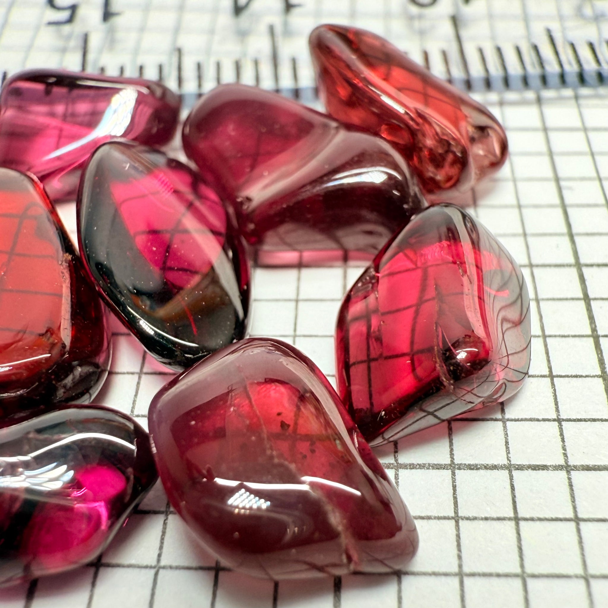 Mix Tanzanian Garnet Lot, Freeform Cabochons, 33.03ct, from multiple areas in Tanzania, Untreated Unheated, great for designers getting creative, very high polish, excellent transparency. 10 pc lot, 3.3ct av.