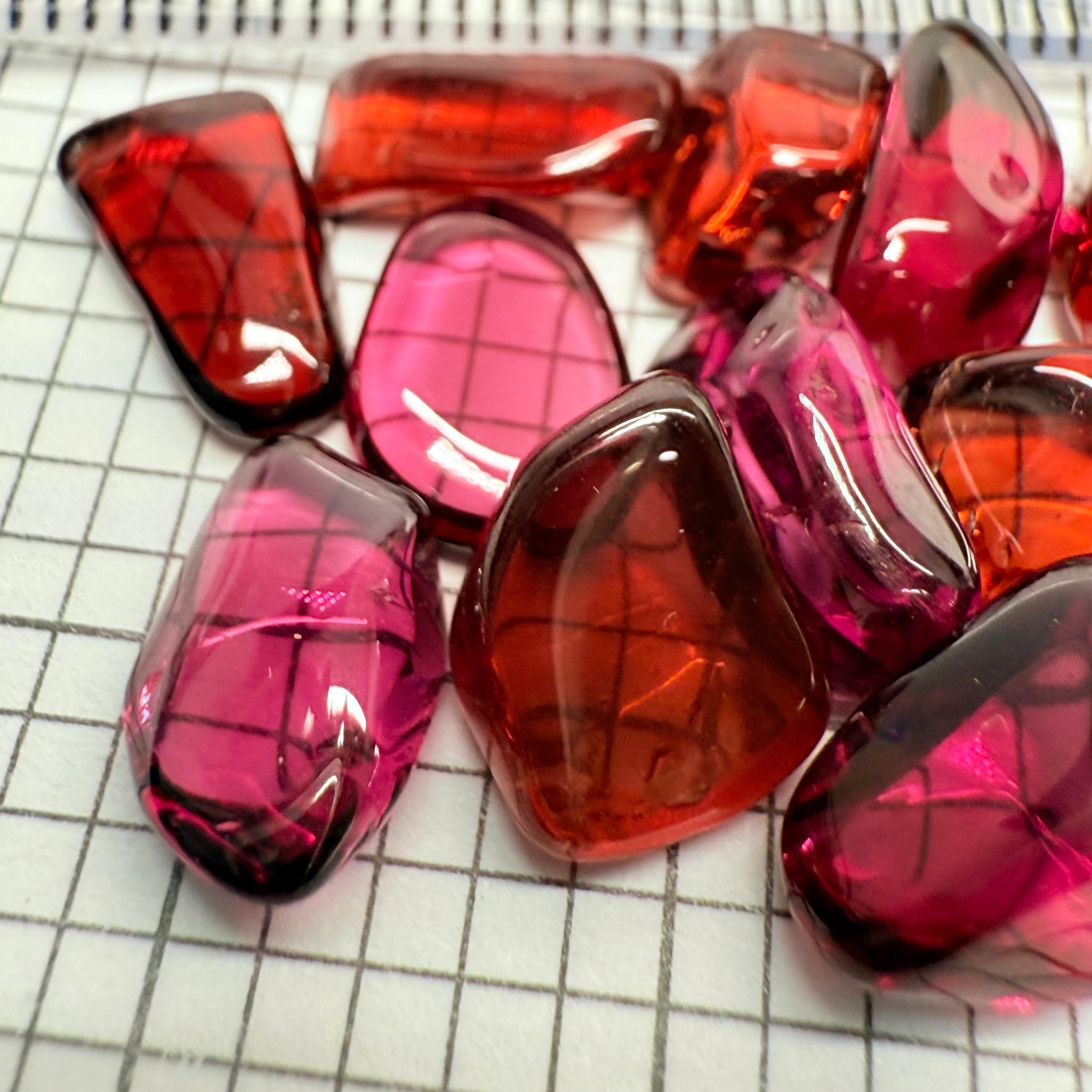 Mix Tanzanian Garnet Lot, Freeform Cabochons, 38.49ct, from multiple areas in Tanzania, Untreated Unheated, great for designers getting creative, very high polish, excellent transparency. 14 pc lot, 2.75ct av.