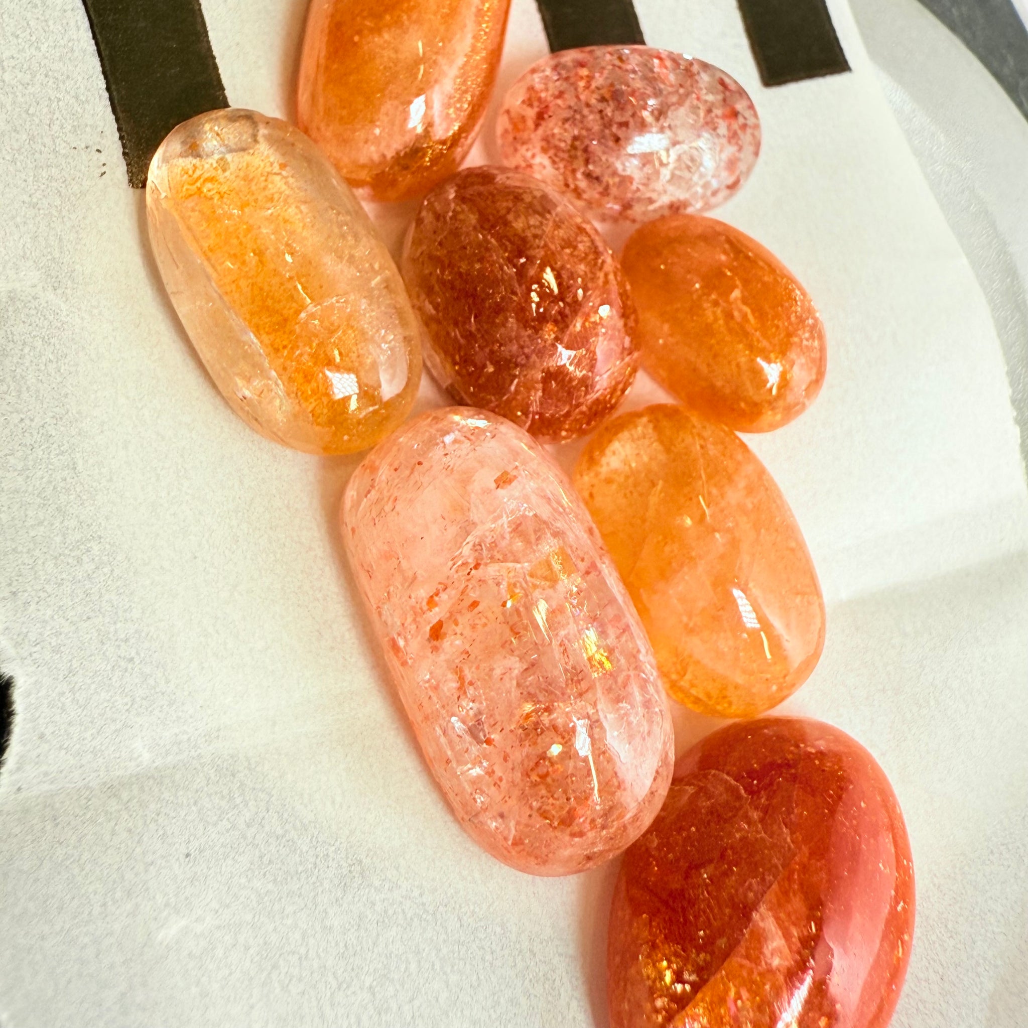 Confetti Sunstone Lot, Flat Backed Cabochons, 46.70ct, Tanzania, Untreated Unheated