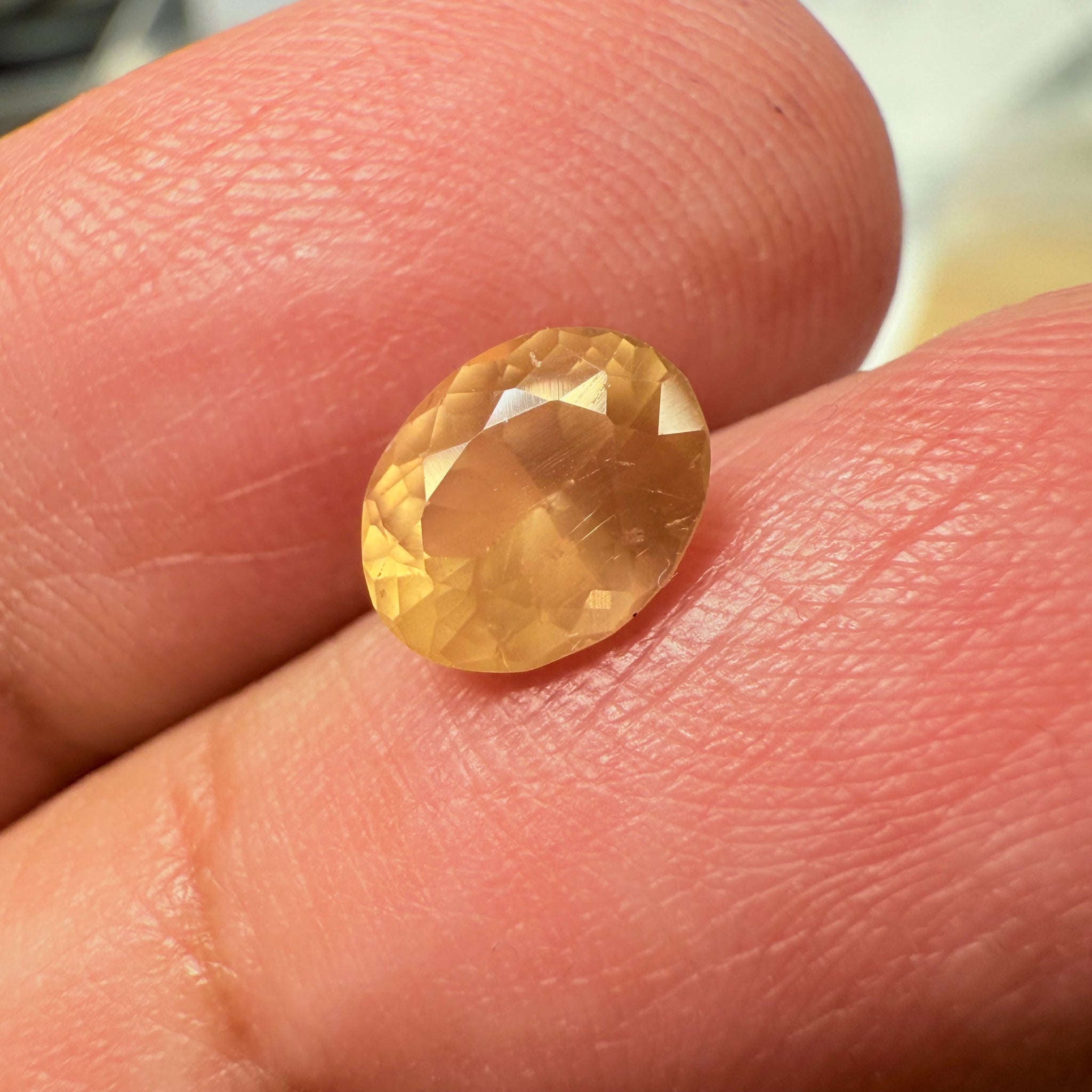 Yellow Sapphire, 1.28ct, Tanzania, silky, Untreated Unheated, culet slightly scratched, not noticeable face up, I have graded as native cut