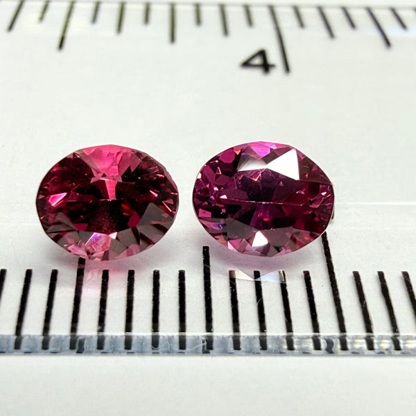 Rhodolite Garnet pair, 1.29ct total weight, Umba Valley, Tanzania, Untreated Unheated