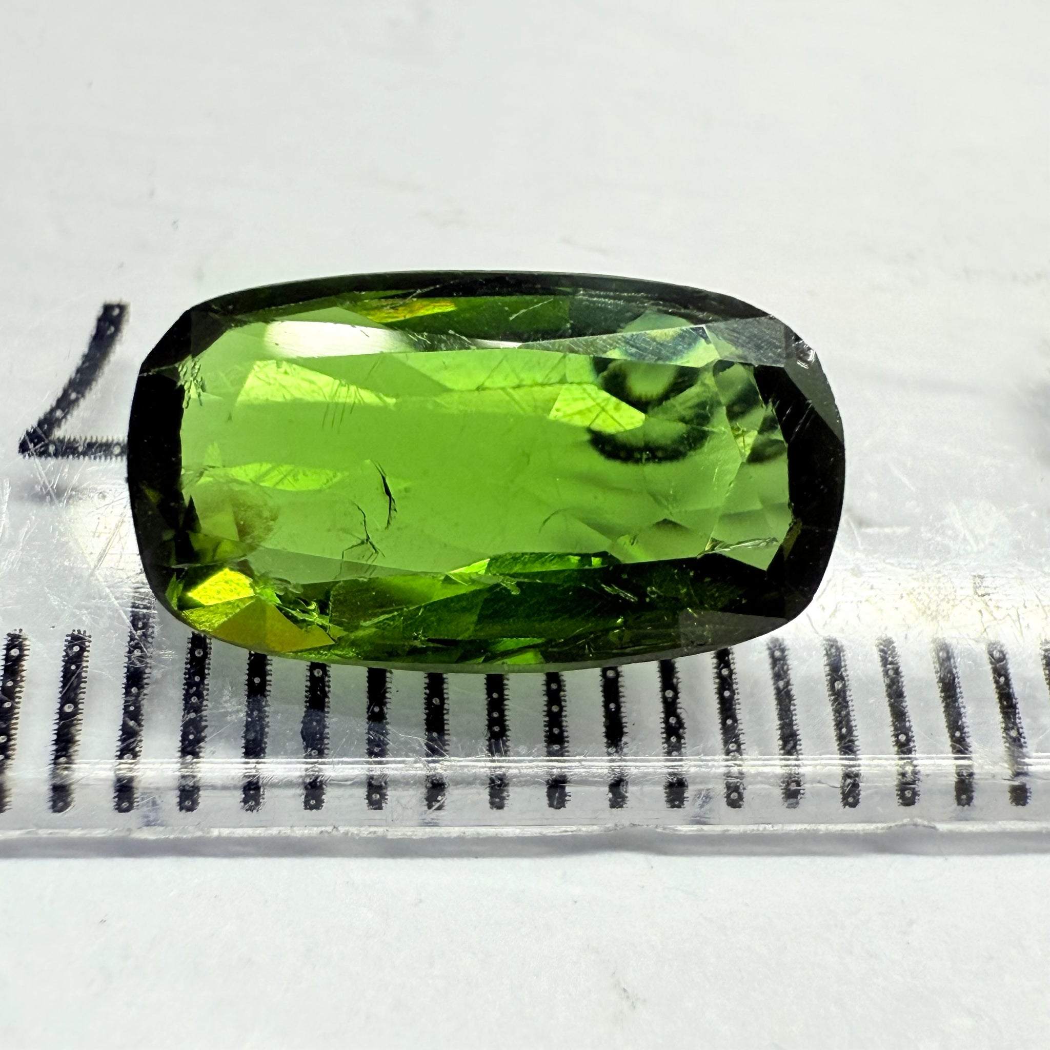Chrome Tourmaline, 2.02ct, Landanai, Tanzania, Untreated Unheated, terrible native cut, but if you can use price reflects, shown upside down if you want to use it as a faceted cab