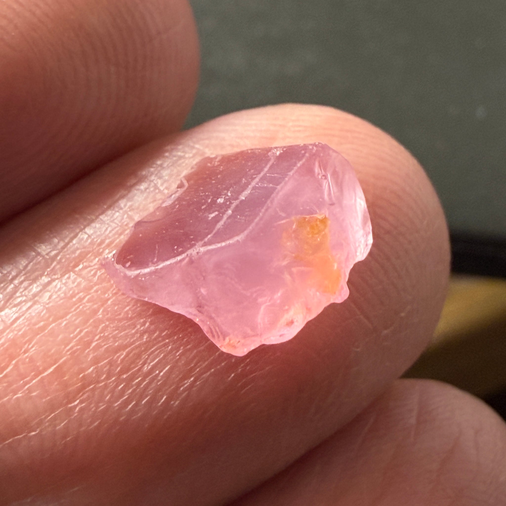 Pink Spinel, Sleepy Baby Pink Colour, 2.55ct, Tanzania, Untreated Unheated. No cracks, just silk giving a milky effect, very flat shape, good for setting as is