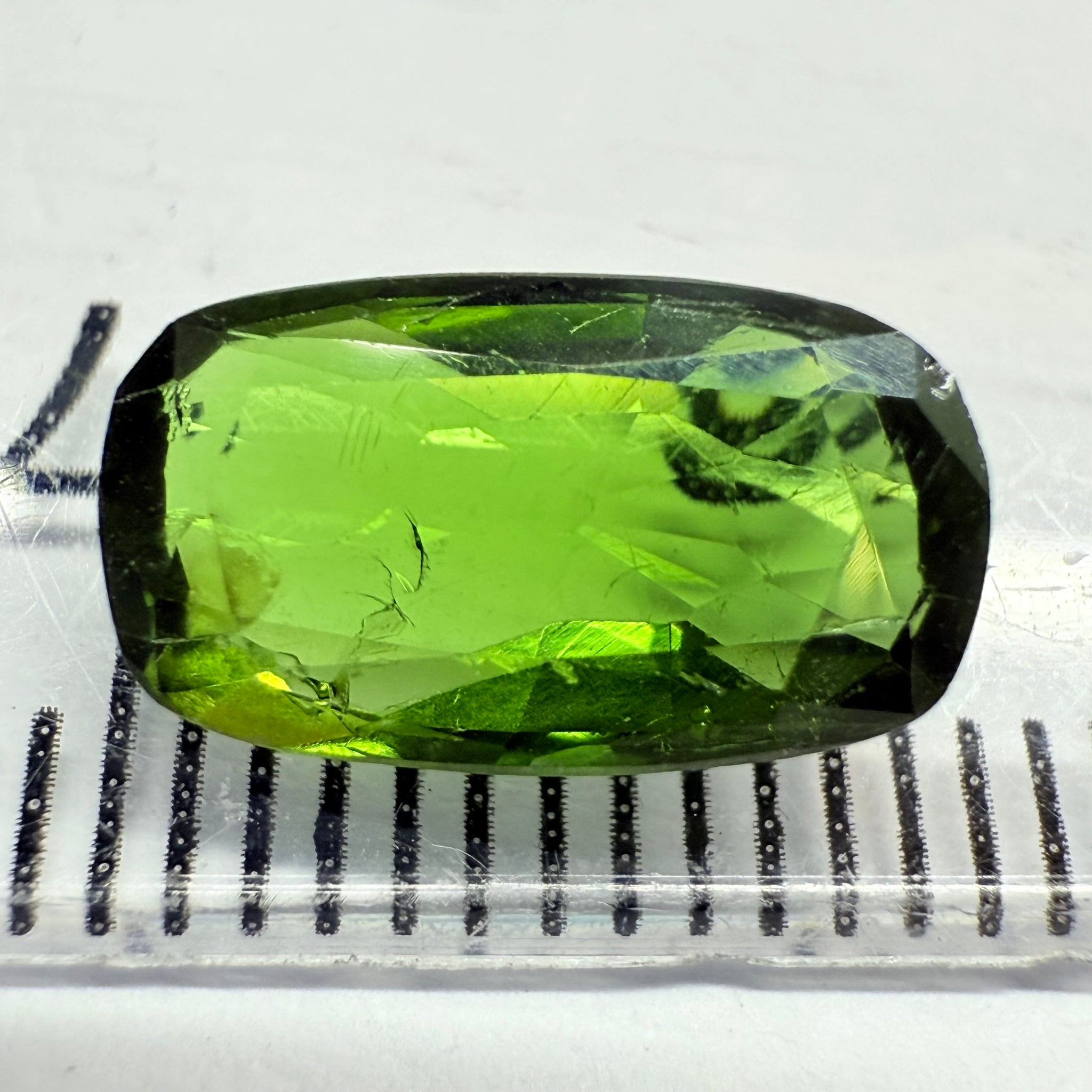 Chrome Tourmaline, 2.02ct, Landanai, Tanzania, Untreated Unheated, terrible native cut, but if you can use price reflects, shown upside down if you want to use it as a faceted cab