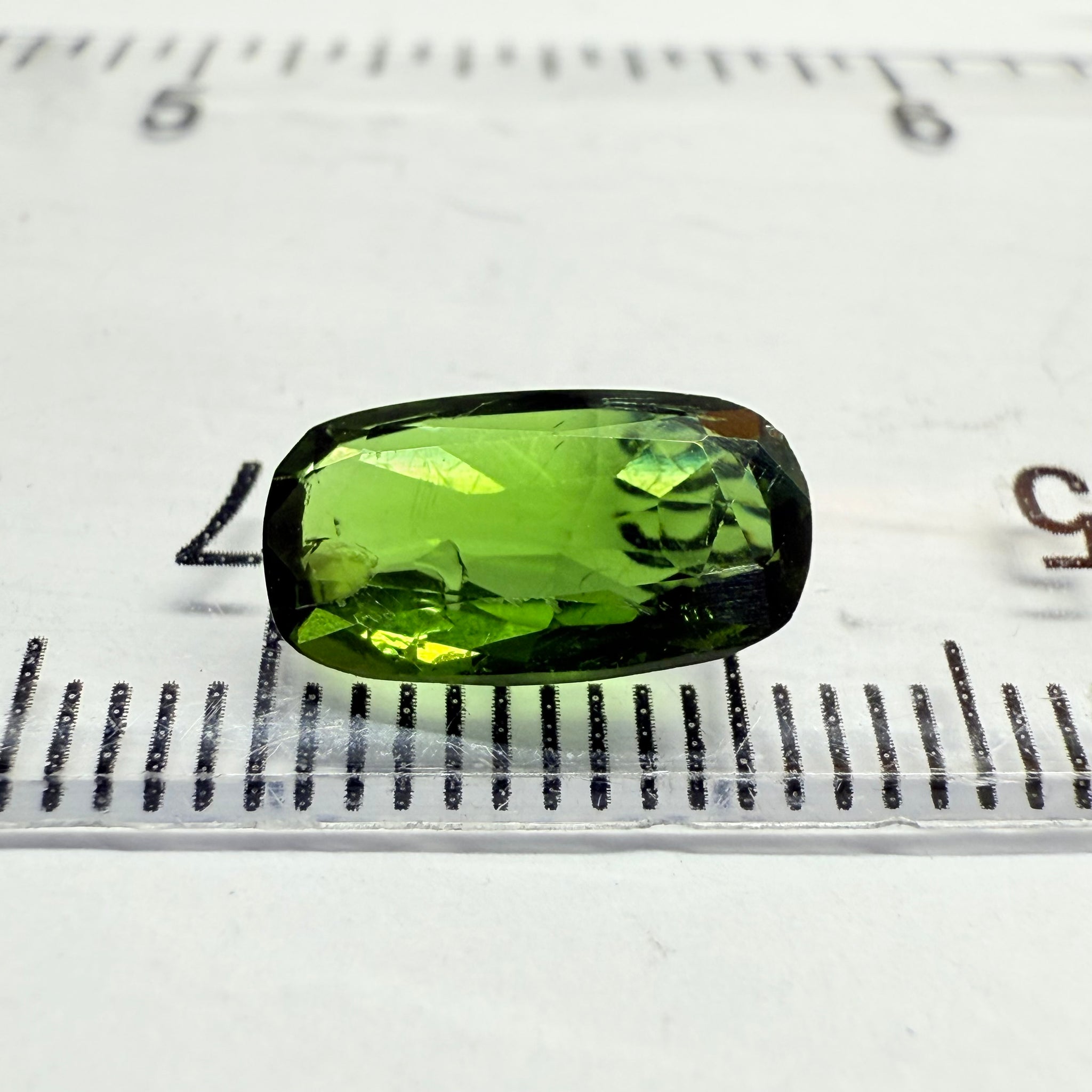 Chrome Tourmaline, 2.02ct, Landanai, Tanzania, Untreated Unheated, terrible native cut, but if you can use price reflects, shown upside down if you want to use it as a faceted cab