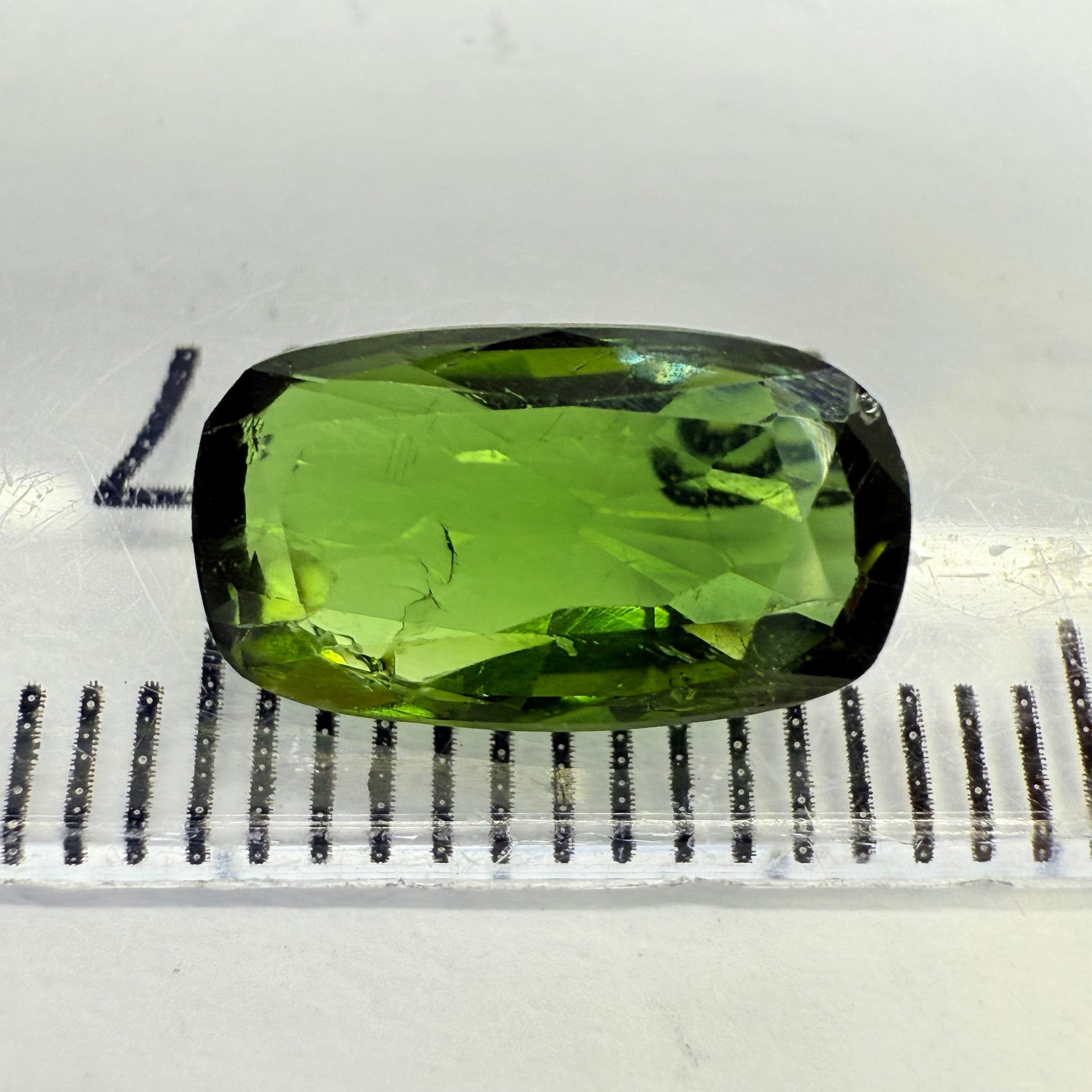 Chrome Tourmaline, 2.02ct, Landanai, Tanzania, Untreated Unheated, terrible native cut, but if you can use price reflects, shown upside down if you want to use it as a faceted cab