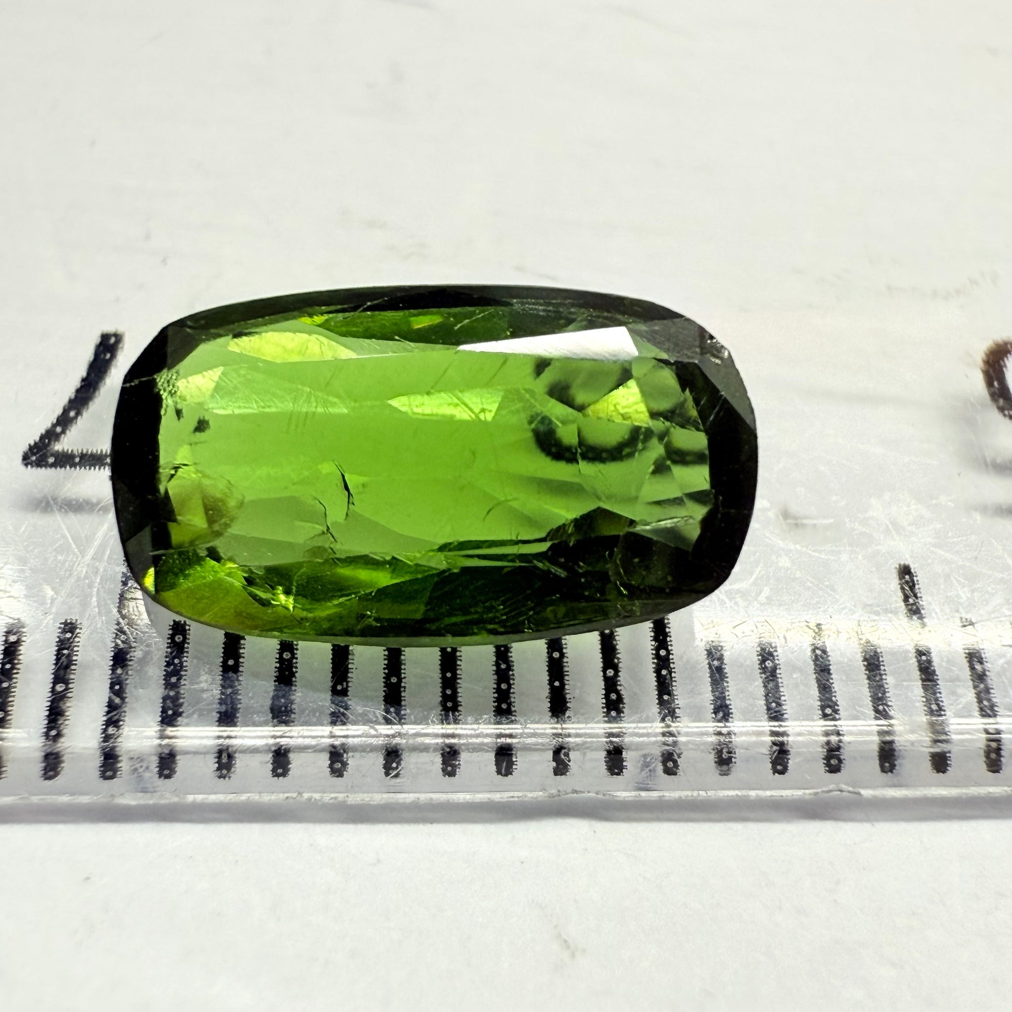 Chrome Tourmaline, 2.02ct, Landanai, Tanzania, Untreated Unheated, terrible native cut, but if you can use price reflects, shown upside down if you want to use it as a faceted cab