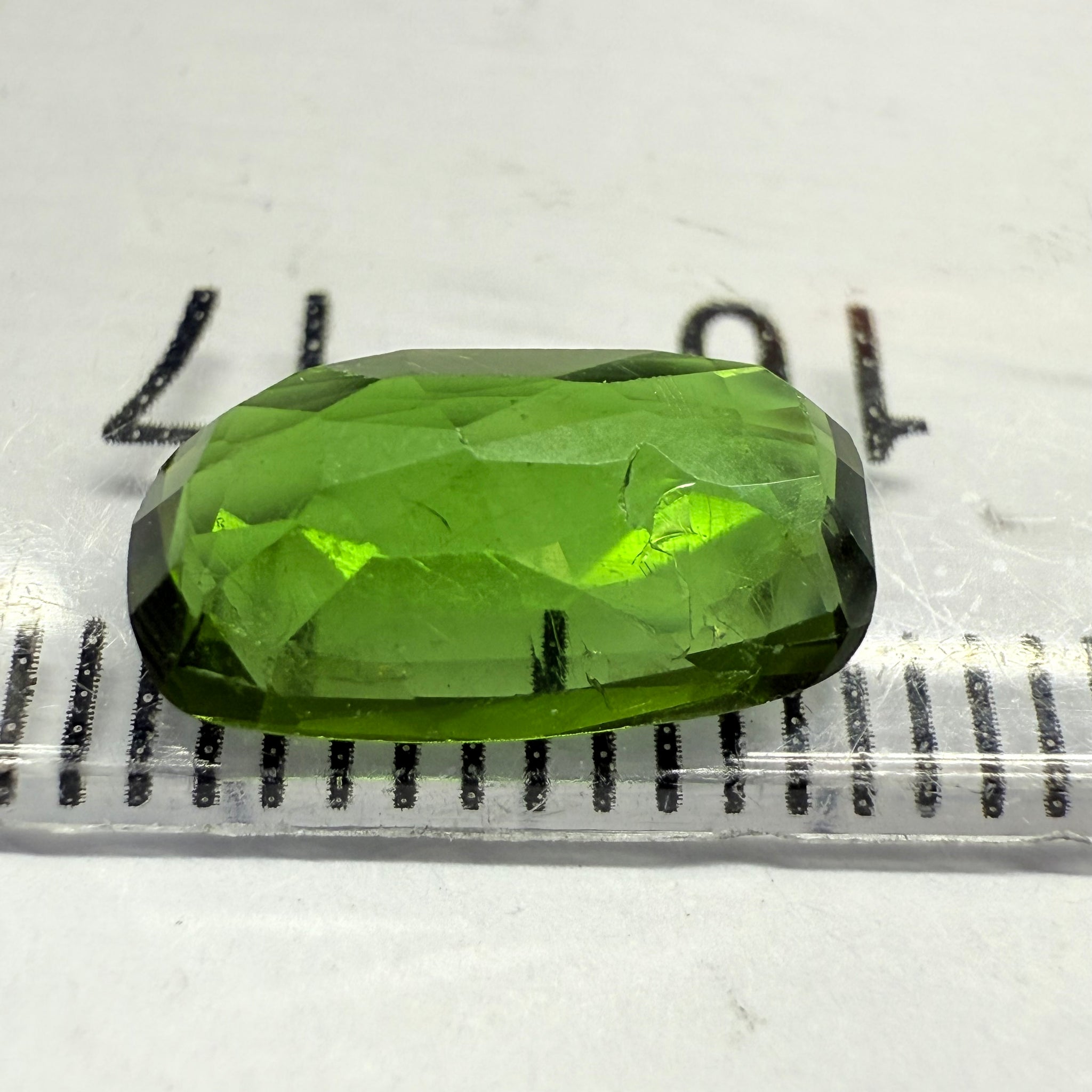 Chrome Tourmaline, 2.02ct, Landanai, Tanzania, Untreated Unheated, terrible native cut, but if you can use price reflects, shown upside down if you want to use it as a faceted cab