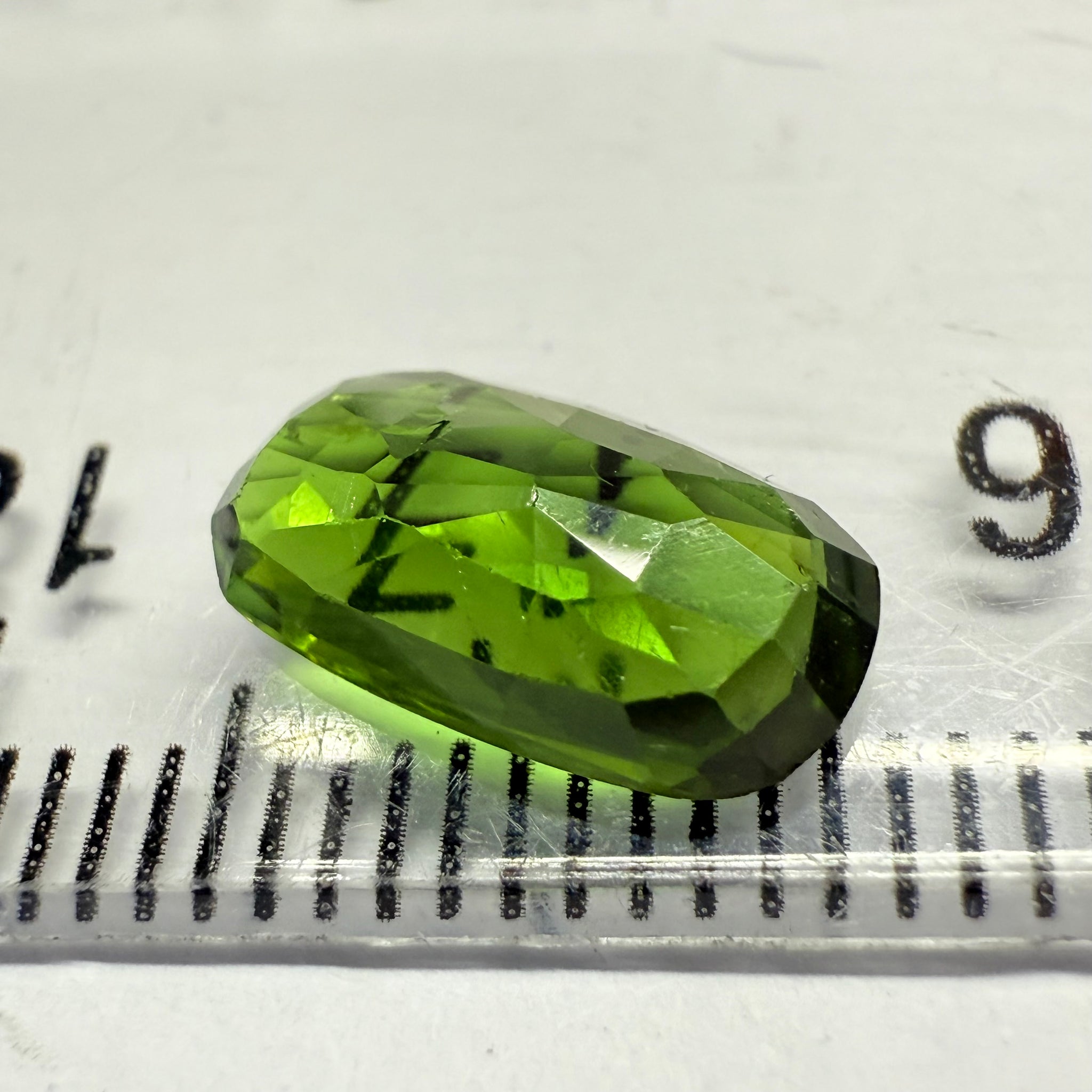 Chrome Tourmaline, 2.02ct, Landanai, Tanzania, Untreated Unheated, terrible native cut, but if you can use price reflects, shown upside down if you want to use it as a faceted cab