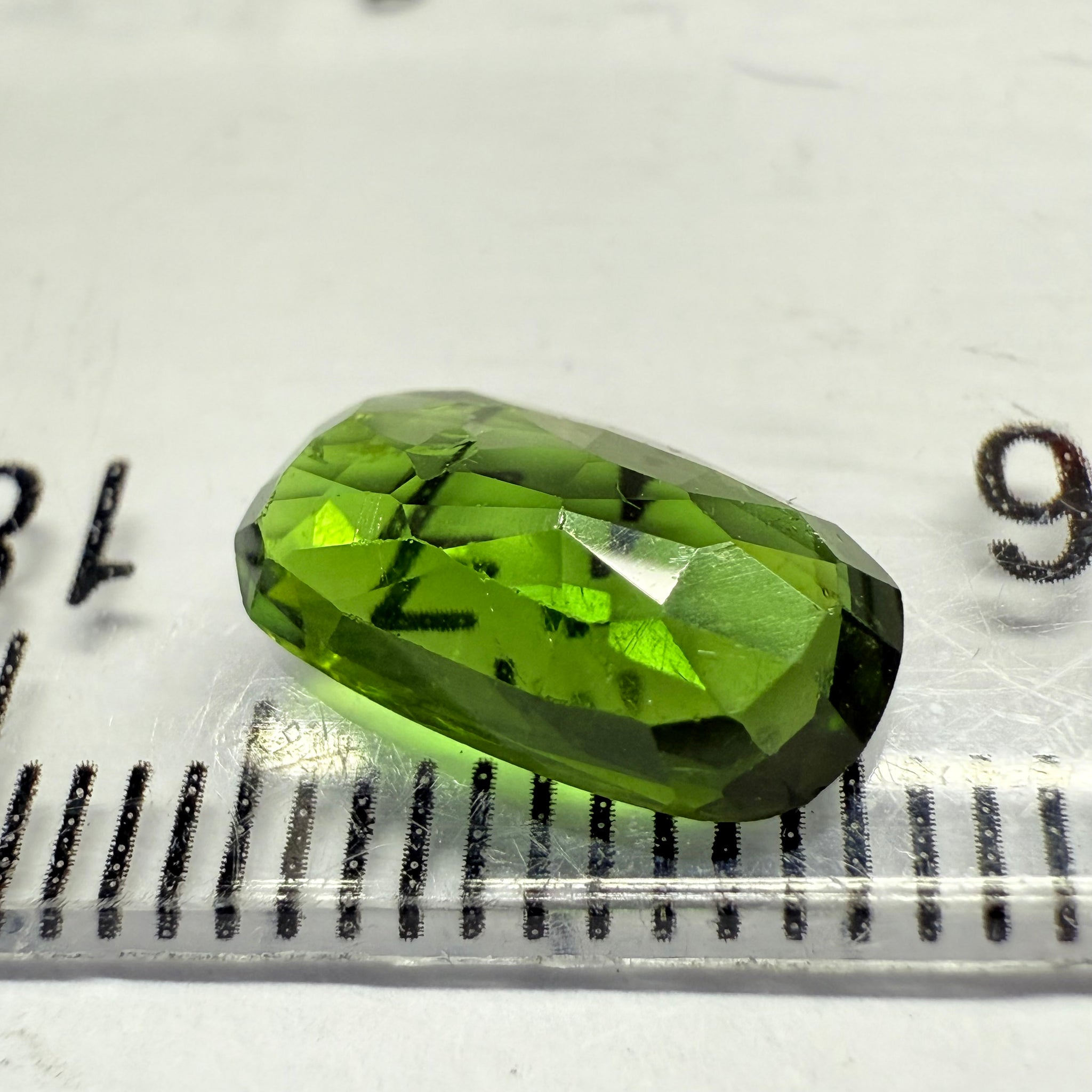 Chrome Tourmaline, 2.02ct, Landanai, Tanzania, Untreated Unheated, terrible native cut, but if you can use price reflects, shown upside down if you want to use it as a faceted cab