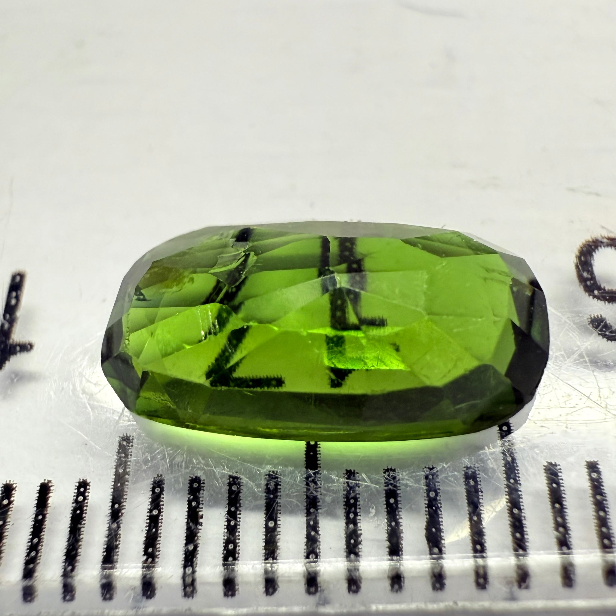 Chrome Tourmaline, 2.02ct, Landanai, Tanzania, Untreated Unheated, terrible native cut, but if you can use price reflects, shown upside down if you want to use it as a faceted cab