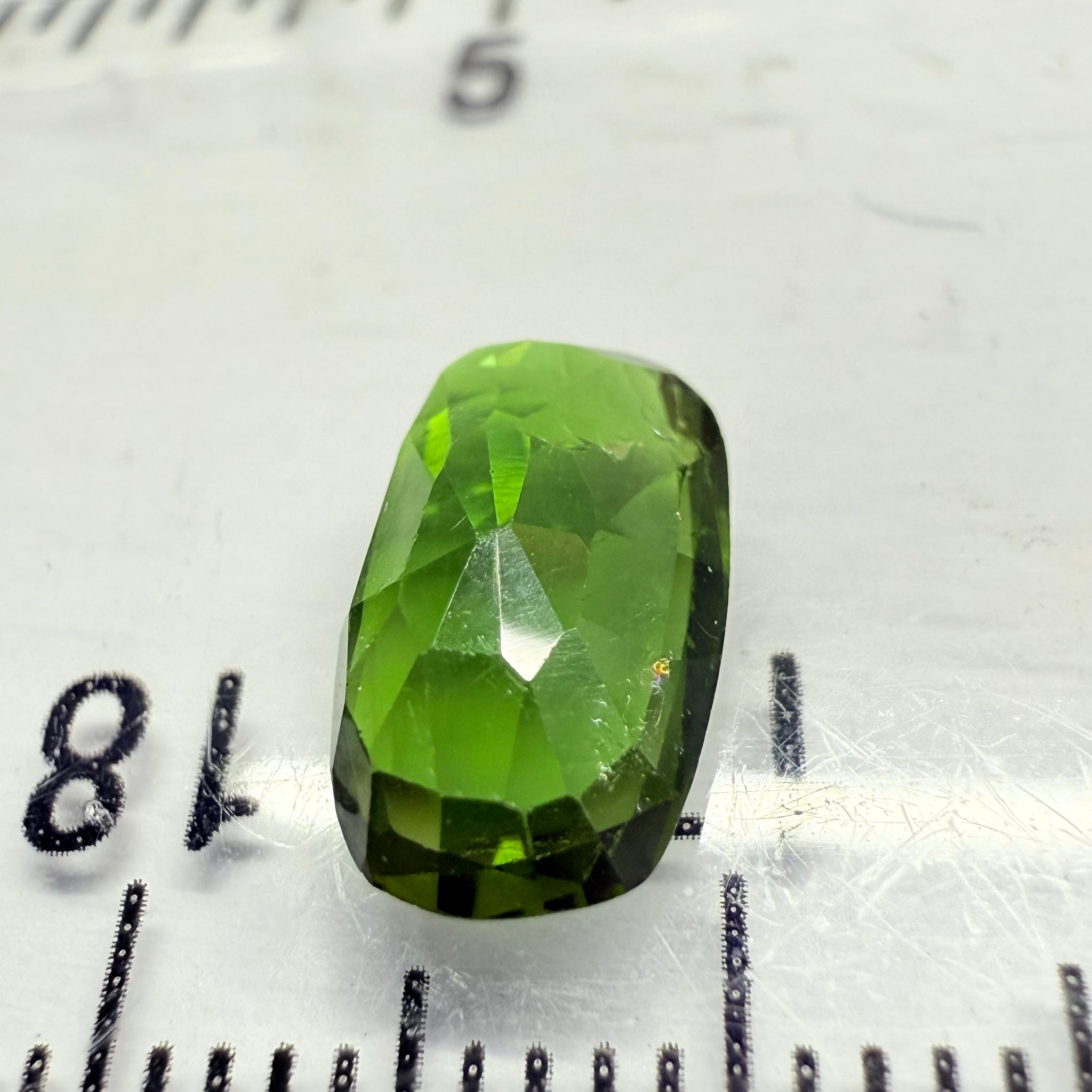 Chrome Tourmaline, 2.02ct, Landanai, Tanzania, Untreated Unheated, terrible native cut, but if you can use price reflects, shown upside down if you want to use it as a faceted cab