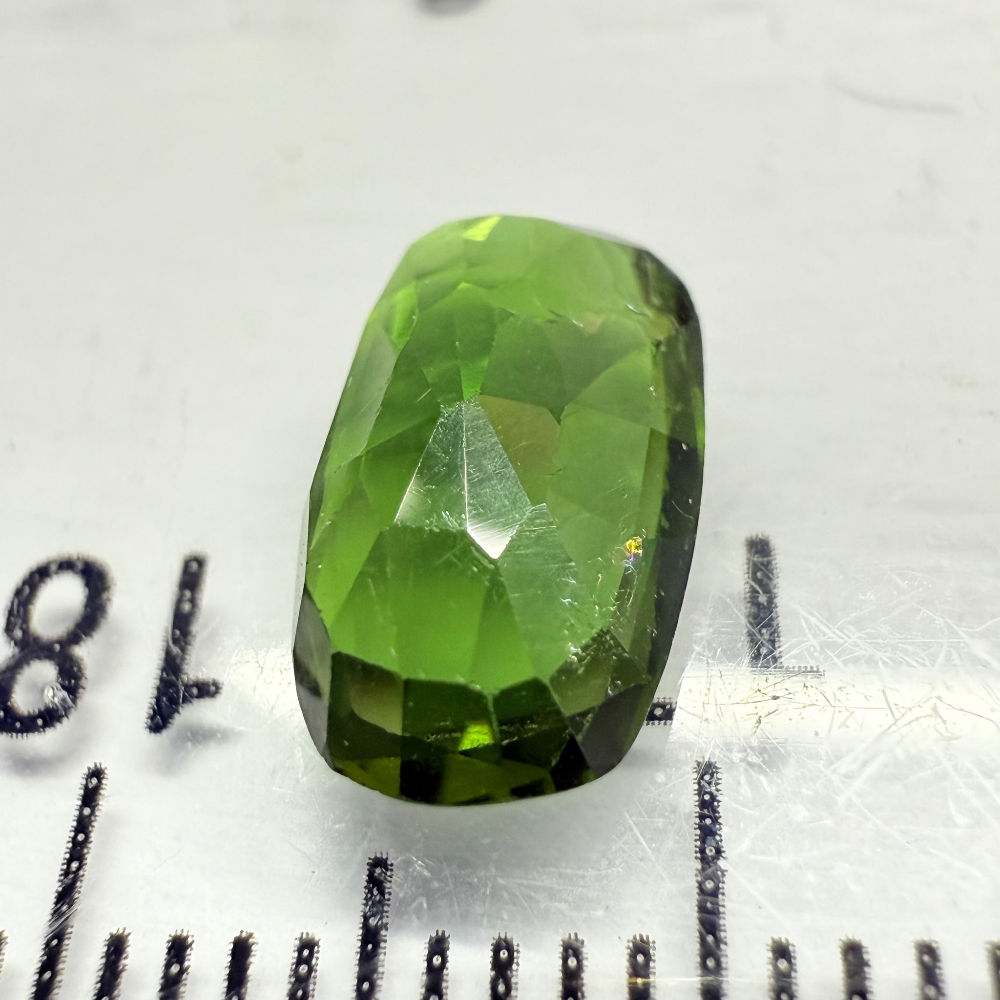 Chrome Tourmaline, 2.02ct, Landanai, Tanzania, Untreated Unheated, terrible native cut, but if you can use price reflects, shown upside down if you want to use it as a faceted cab