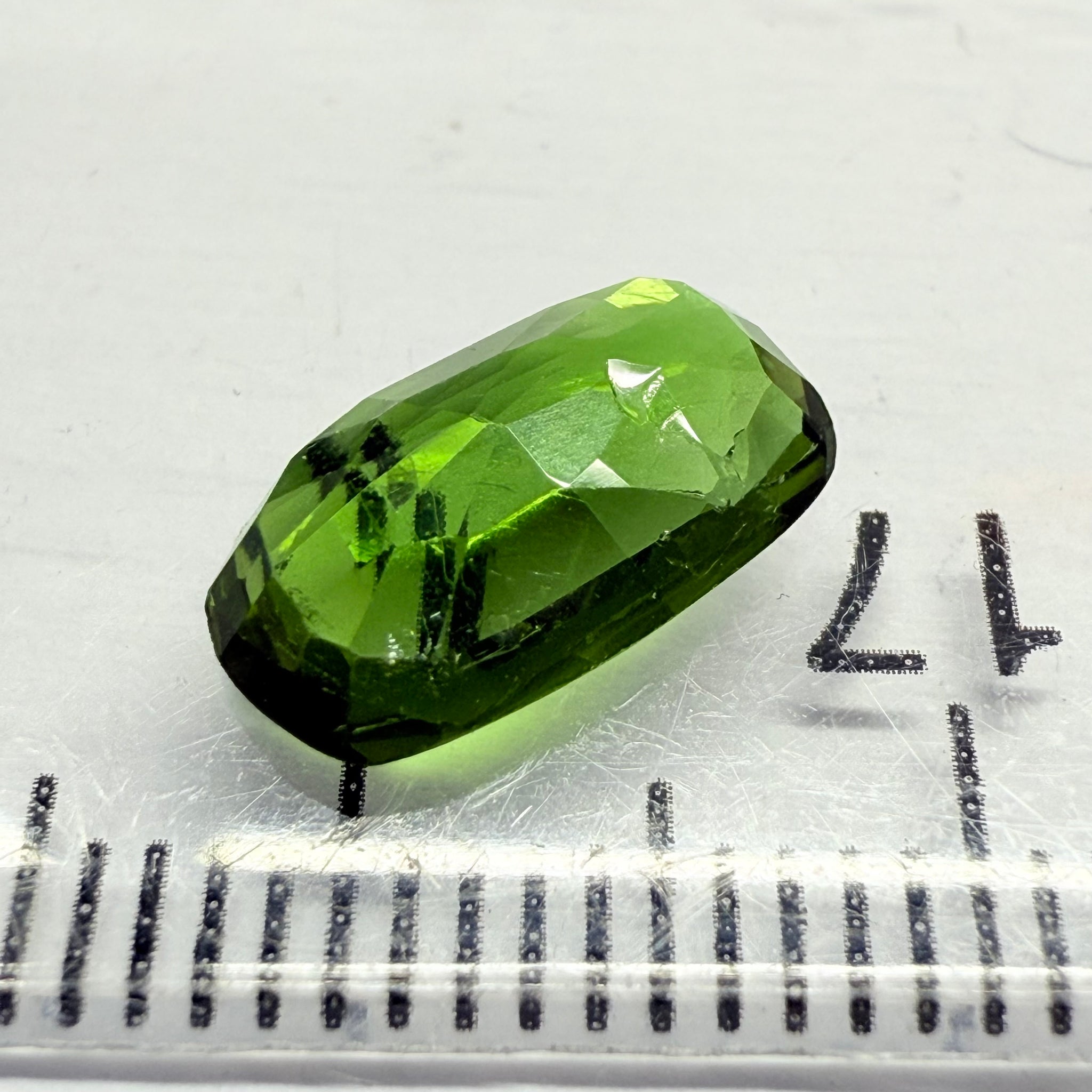Chrome Tourmaline, 2.02ct, Landanai, Tanzania, Untreated Unheated, terrible native cut, but if you can use price reflects, shown upside down if you want to use it as a faceted cab
