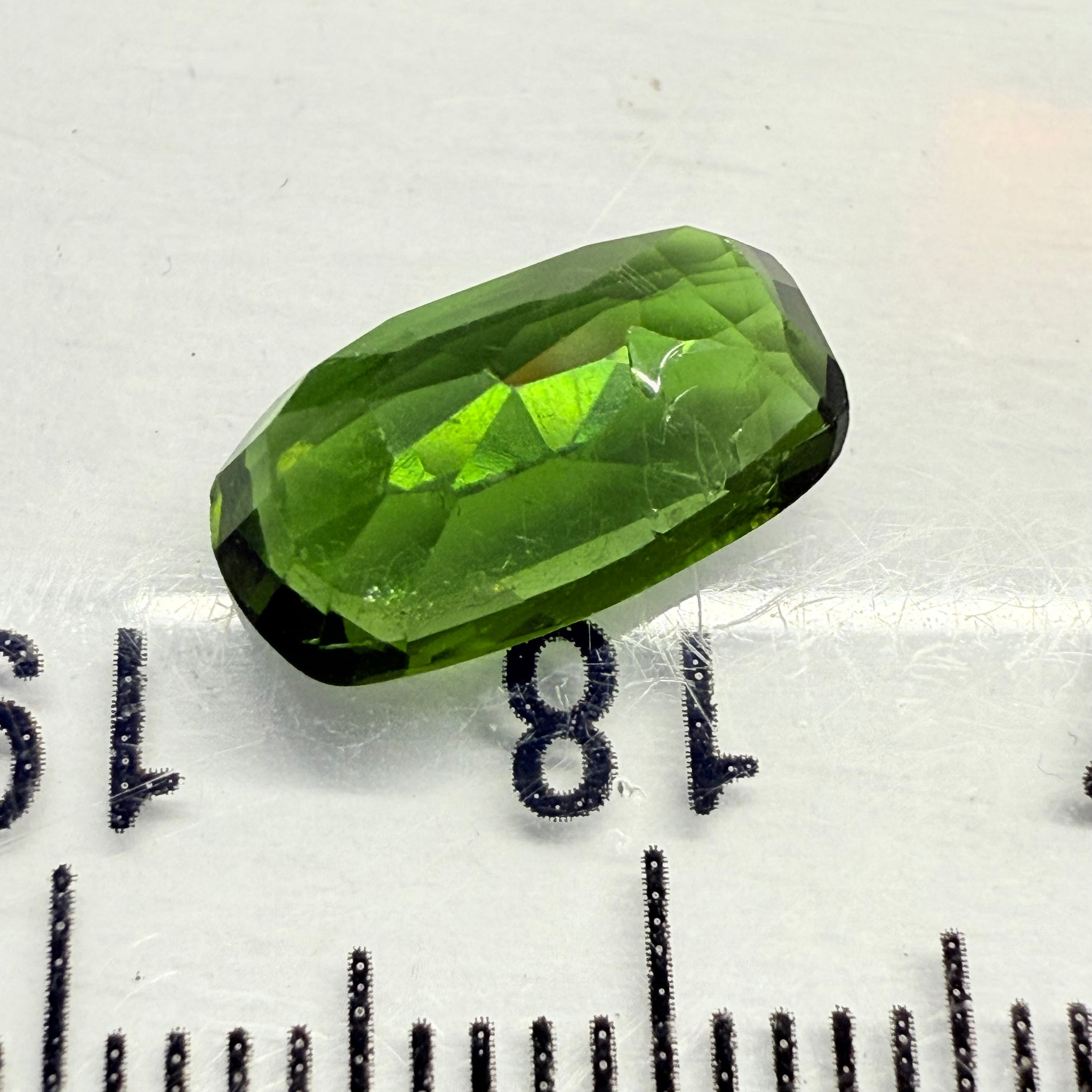 Chrome Tourmaline, 2.02ct, Landanai, Tanzania, Untreated Unheated, terrible native cut, but if you can use price reflects, shown upside down if you want to use it as a faceted cab