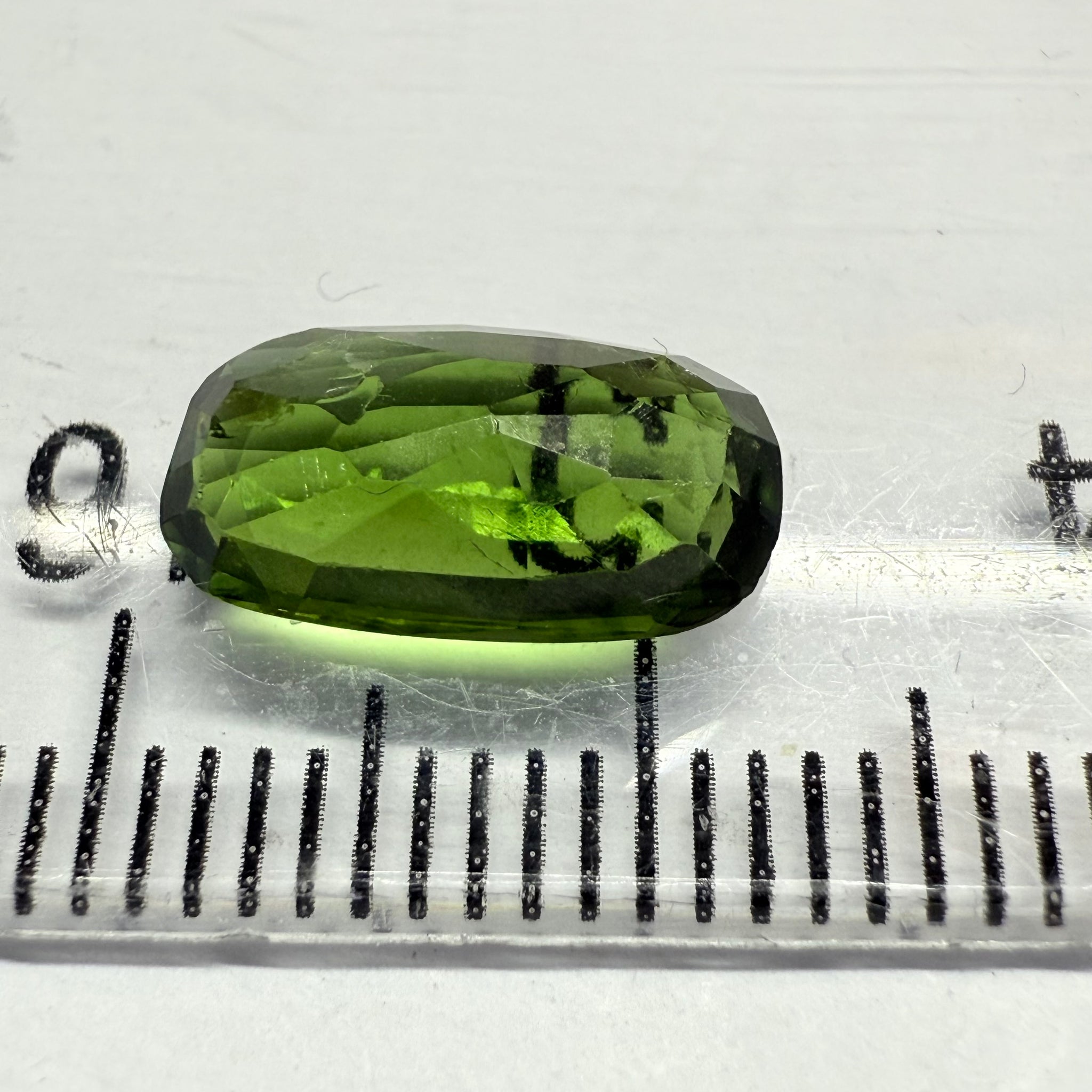 Chrome Tourmaline, 2.02ct, Landanai, Tanzania, Untreated Unheated, terrible native cut, but if you can use price reflects, shown upside down if you want to use it as a faceted cab