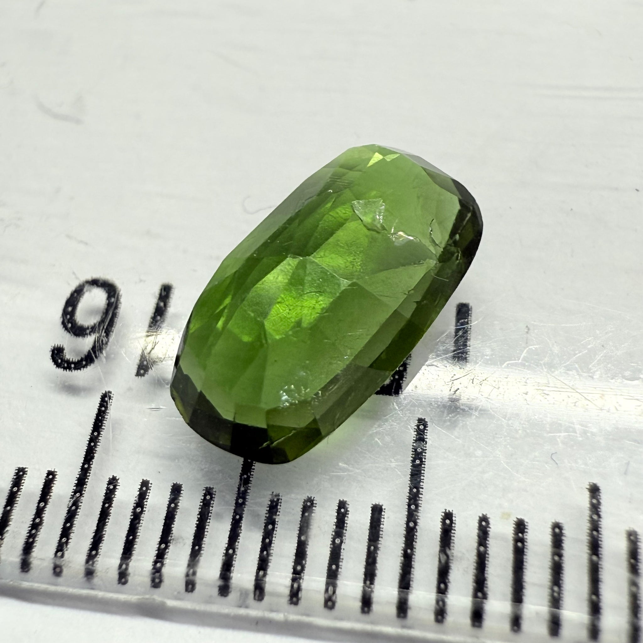 Chrome Tourmaline, 2.02ct, Landanai, Tanzania, Untreated Unheated, terrible native cut, but if you can use price reflects, shown upside down if you want to use it as a faceted cab