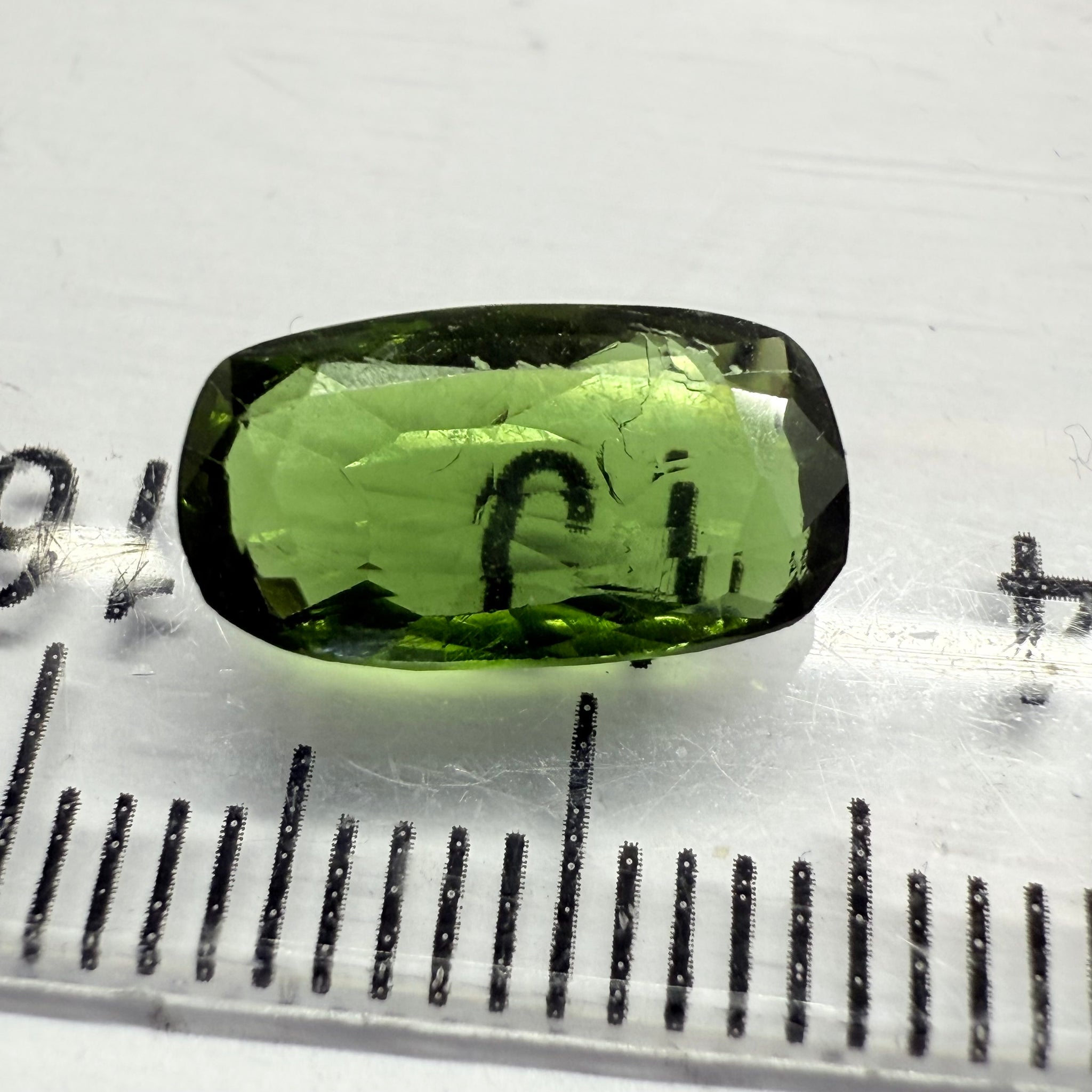 Chrome Tourmaline, 2.02ct, Landanai, Tanzania, Untreated Unheated, terrible native cut, but if you can use price reflects, shown upside down if you want to use it as a faceted cab
