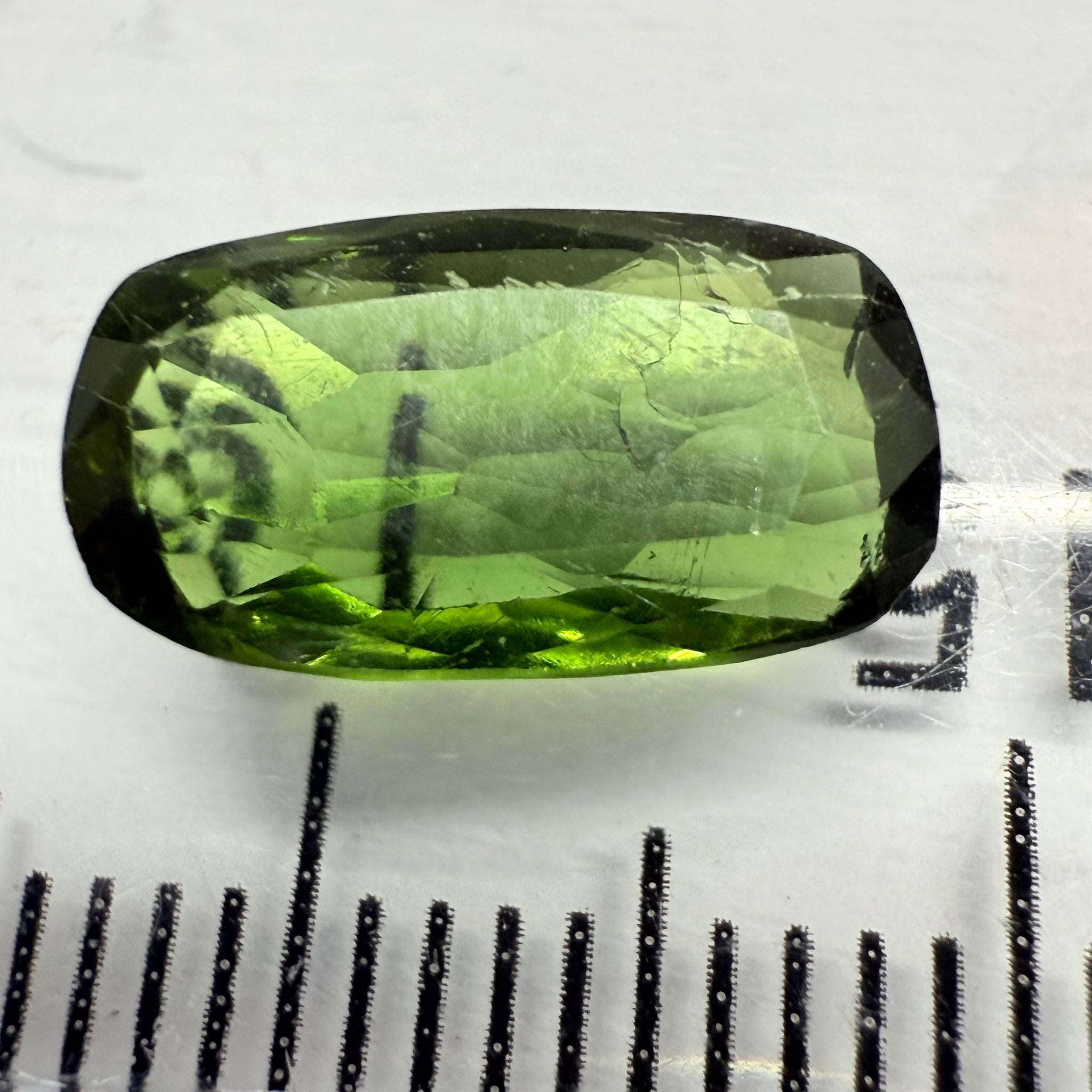 Chrome Tourmaline, 2.02ct, Landanai, Tanzania, Untreated Unheated, terrible native cut, but if you can use price reflects, shown upside down if you want to use it as a faceted cab