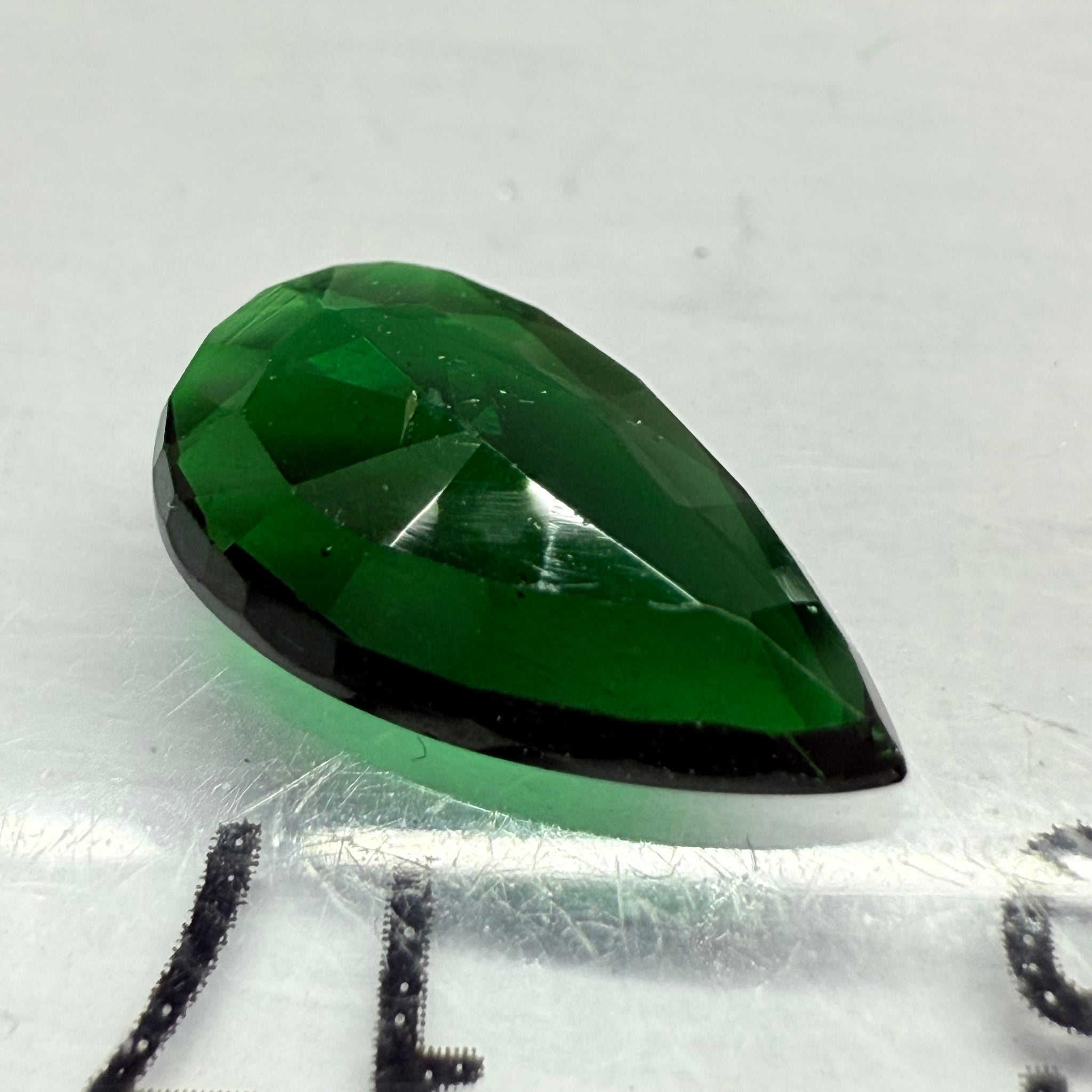 Chrome Tourmaline, 0.99ct, Landanai, Tanzania, Untreated Unheated, terrible native cut, but if you can use price reflects, very flat stone but superb colour