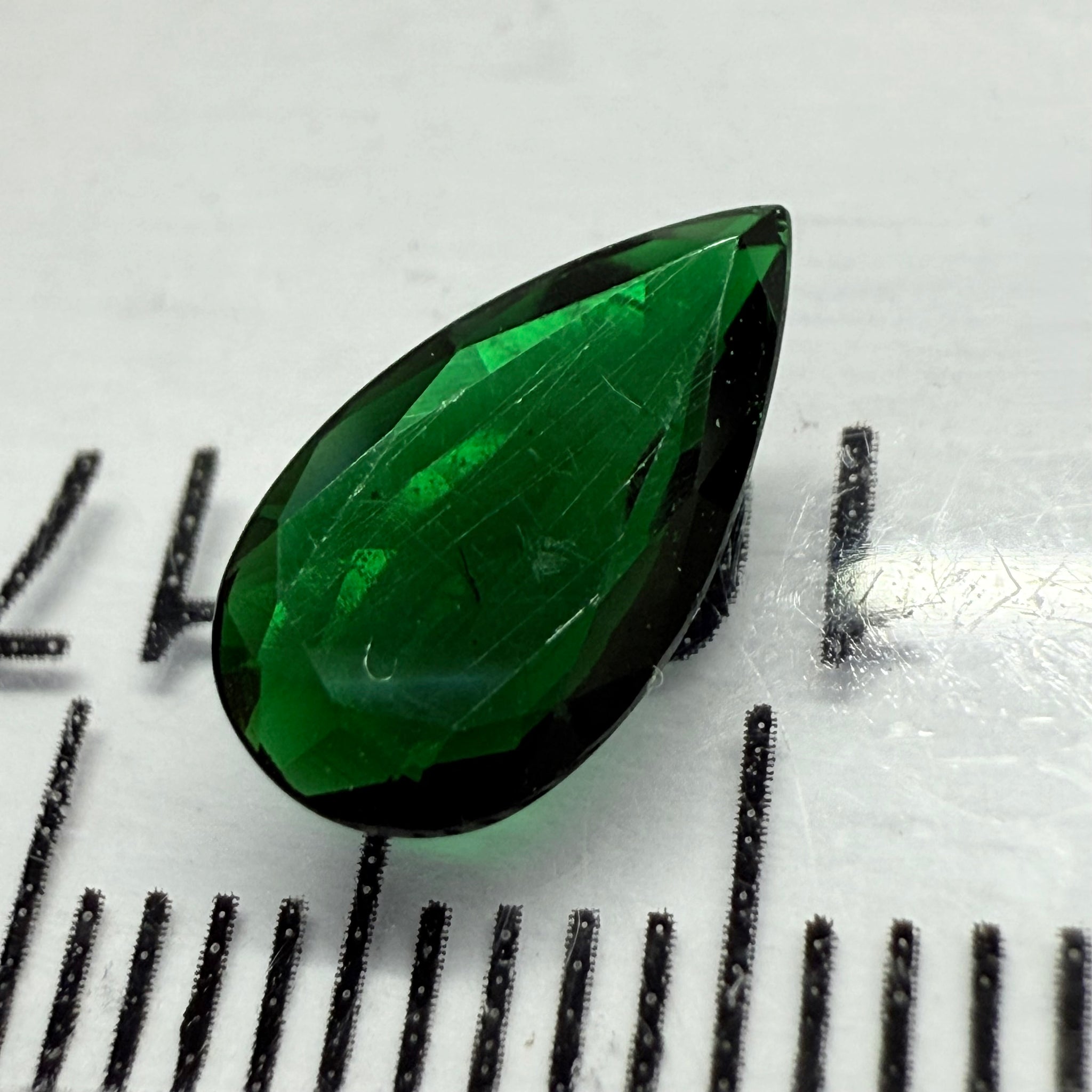 Chrome Tourmaline, 0.99ct, Landanai, Tanzania, Untreated Unheated, terrible native cut, but if you can use price reflects, very flat stone but superb colour