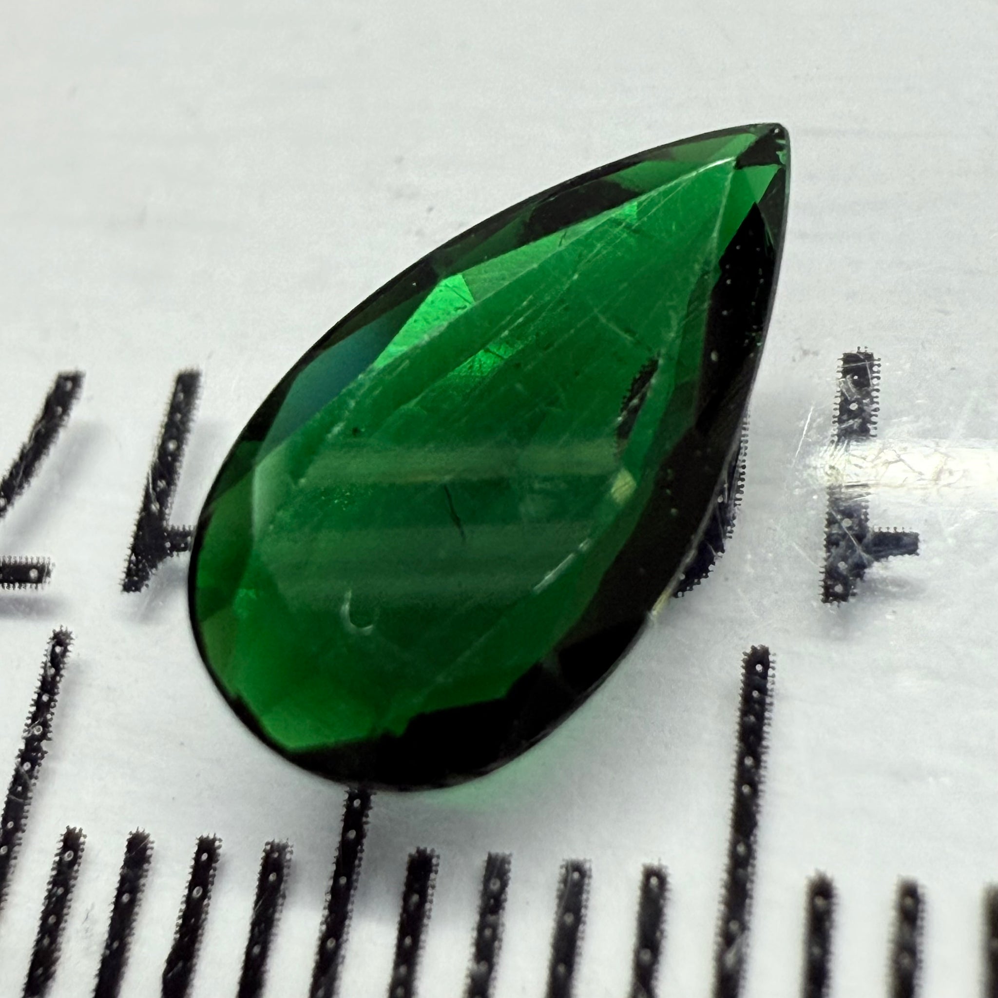 Chrome Tourmaline, 0.99ct, Landanai, Tanzania, Untreated Unheated, terrible native cut, but if you can use price reflects, very flat stone but superb colour