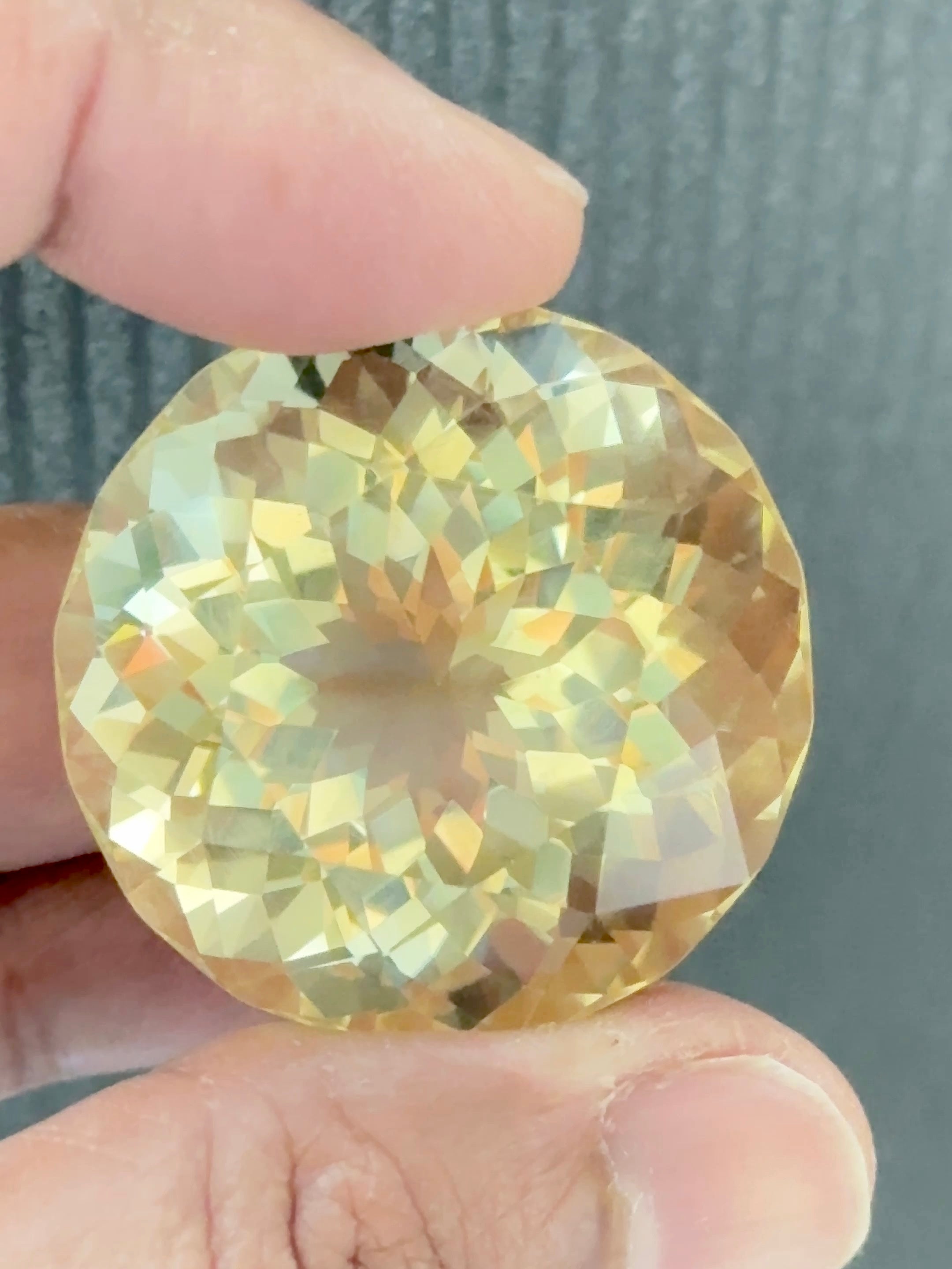 154.79ct Congo Citrine, Untreated Unheated. Native cut, culet slightly damaged, not easily noticeable, see pics and vid, 35.10 x 24.60mm, I had to show this one in all different lights