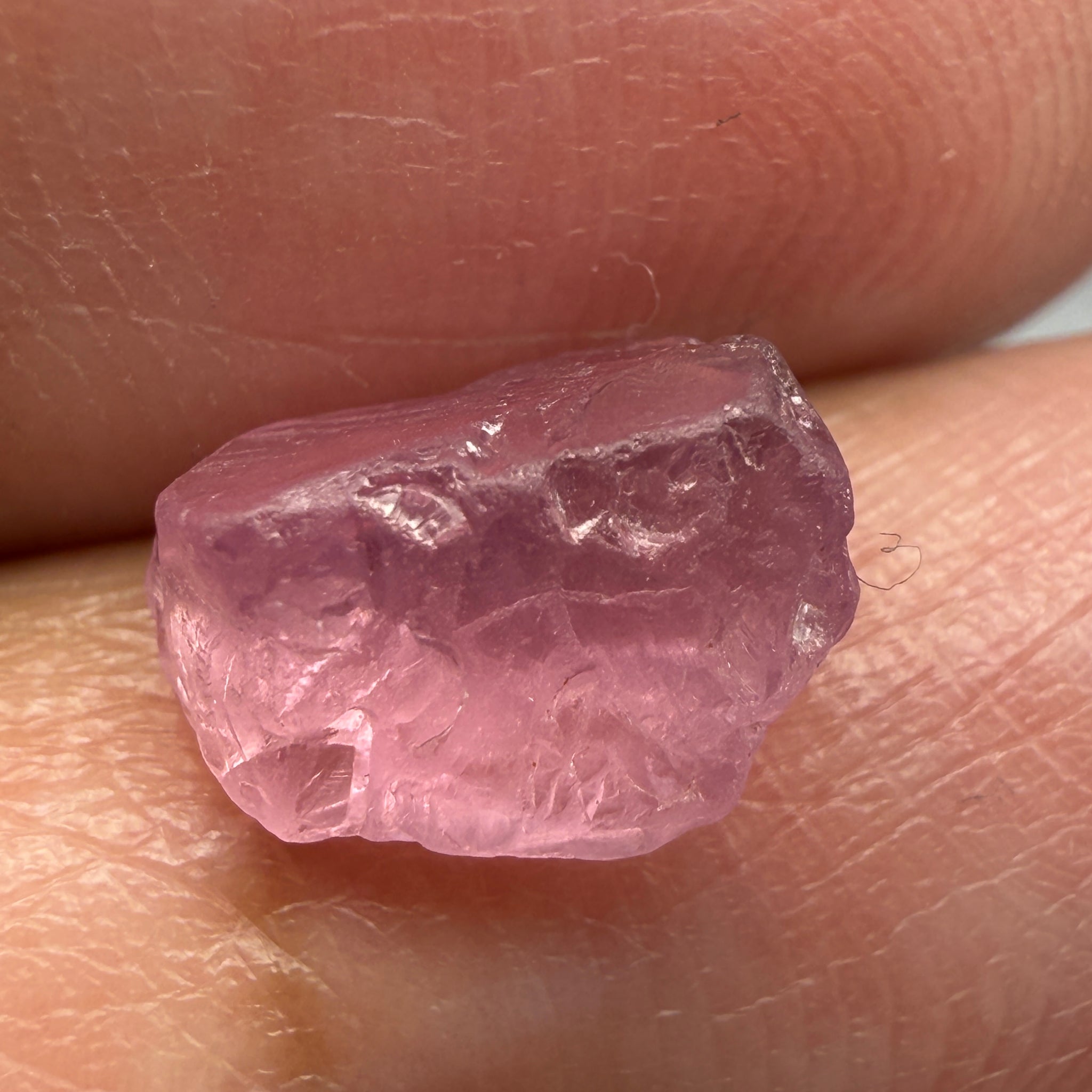 Pink Spinel, Sleepy Baby Pink Colour, 3.03ct, Tanzania, Untreated Unheated, silk giving a milky effect. Very slight crack right on the outside of the stone