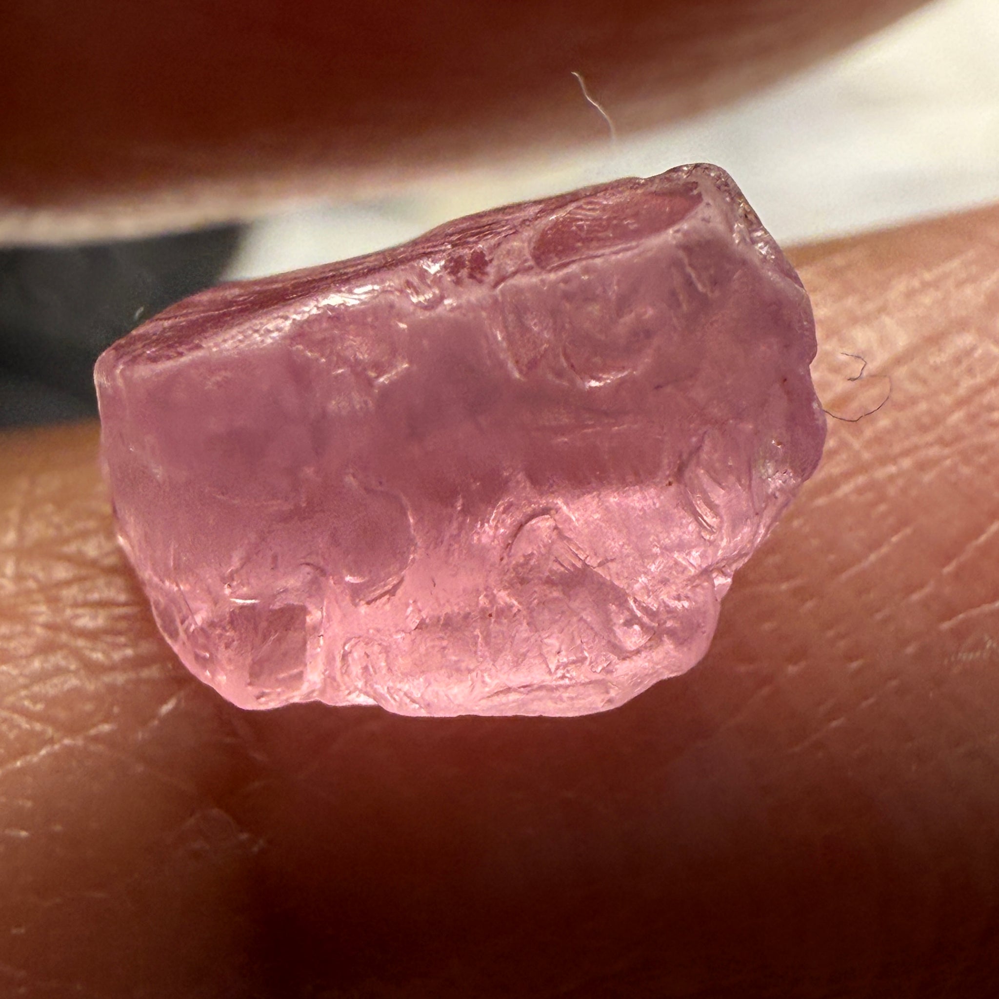 Pink Spinel, Sleepy Baby Pink Colour, 3.03ct, Tanzania, Untreated Unheated, silk giving a milky effect. Very slight crack right on the outside of the stone