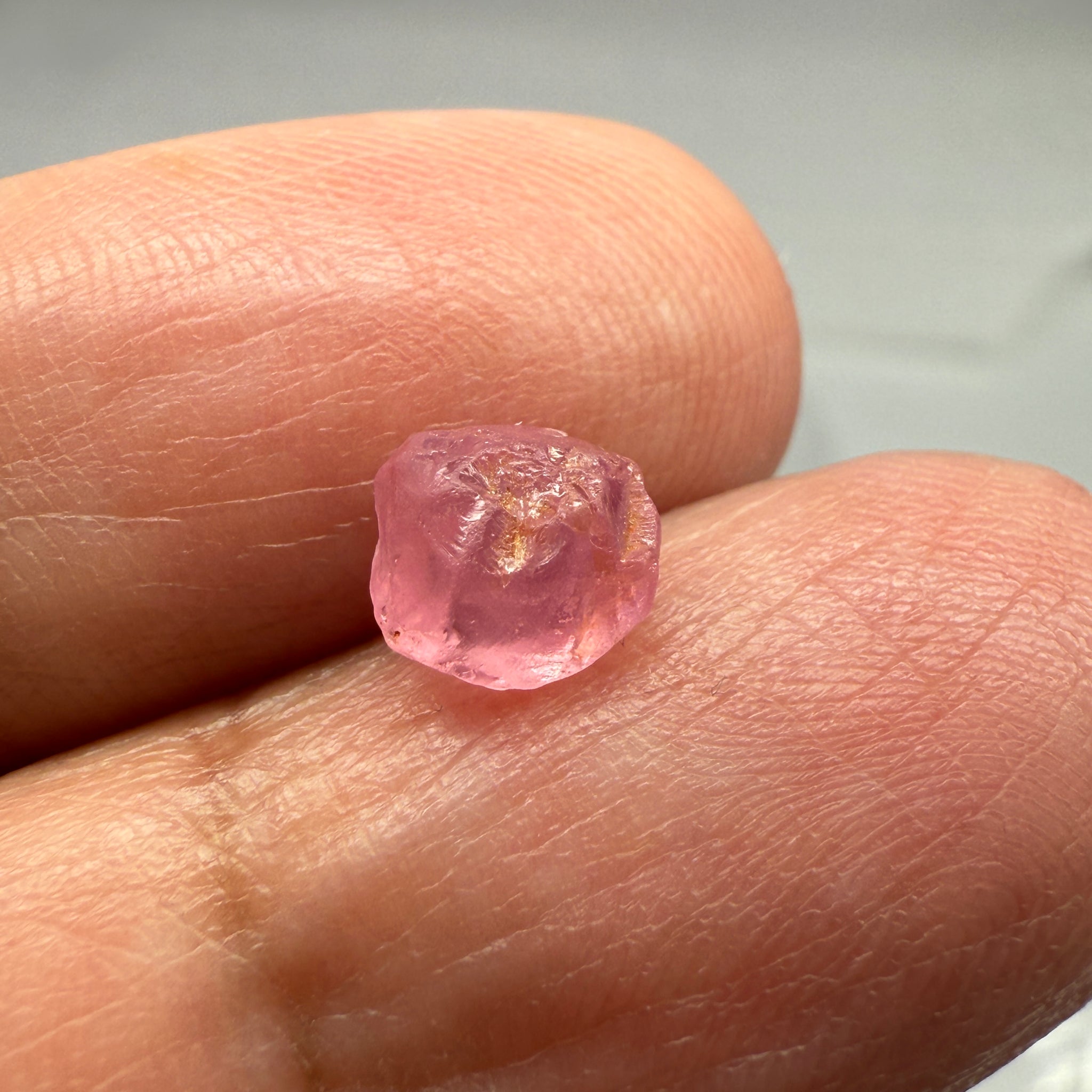 Pink Spinel, Sleepy Baby Pink Colour, 1.95ct, Tanzania, Untreated Unheated, silk giving a milky effect. Very slight crack right on the outside of the stone