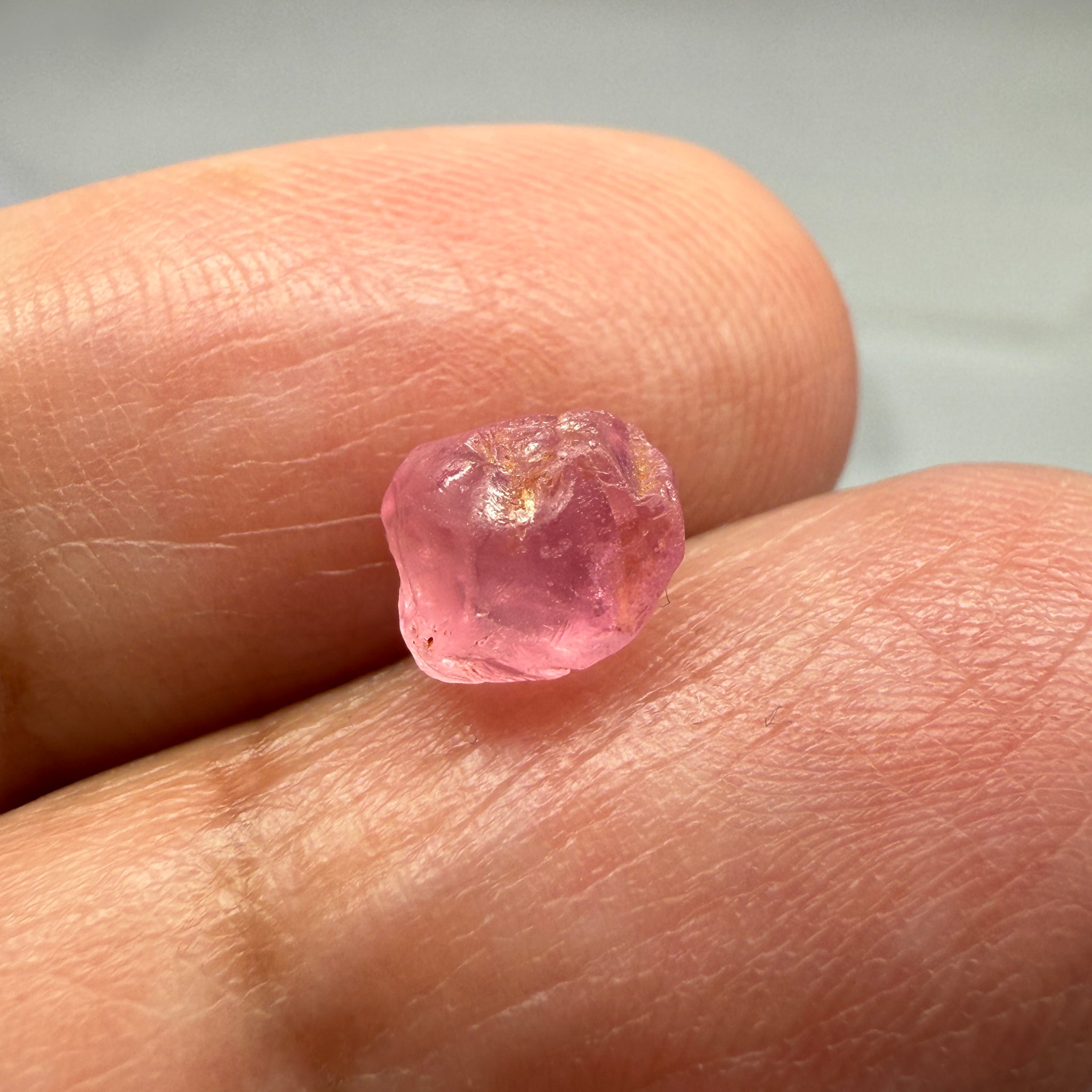 Pink Spinel, Sleepy Baby Pink Colour, 1.95ct, Tanzania, Untreated Unheated, silk giving a milky effect. Very slight crack right on the outside of the stone