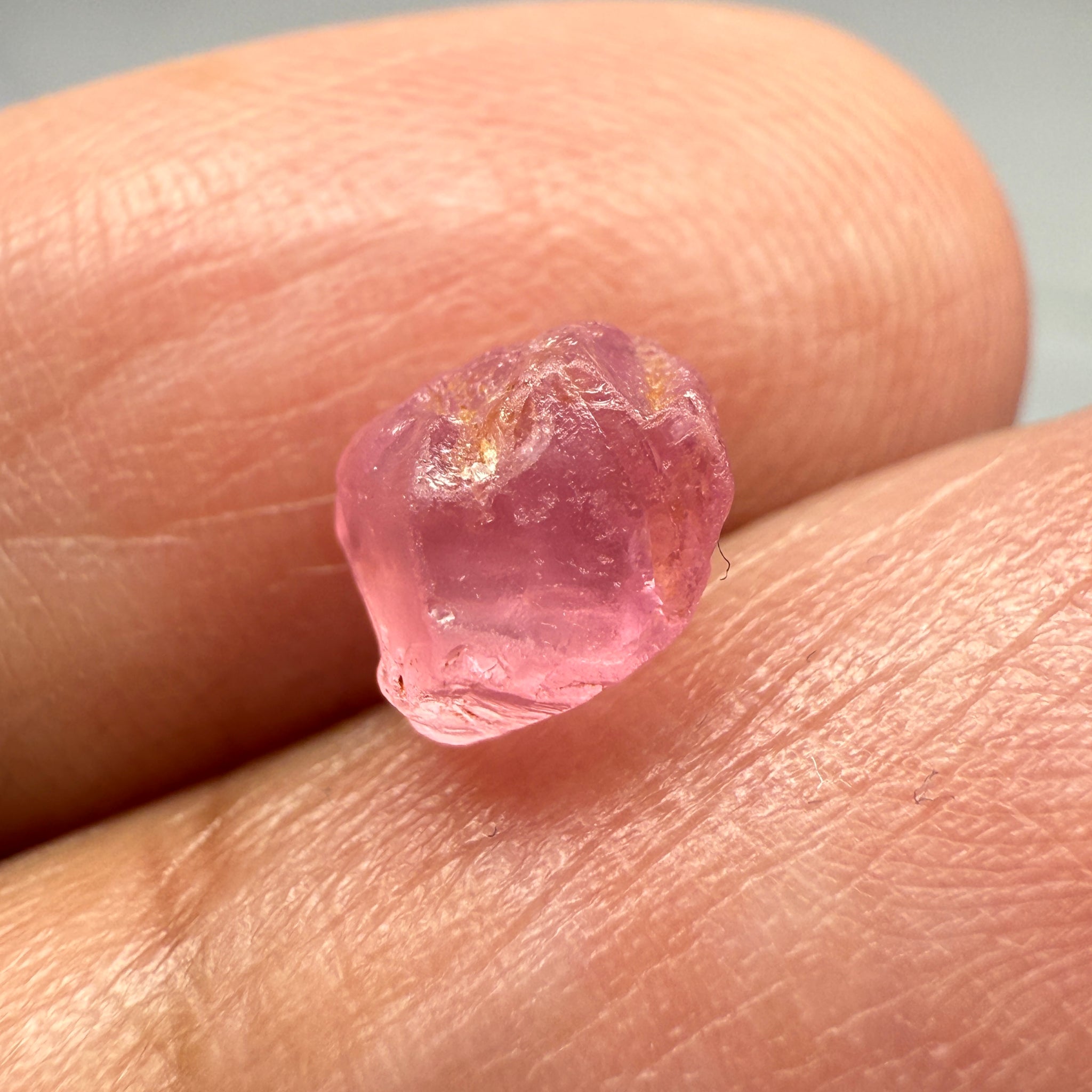 Pink Spinel, Sleepy Baby Pink Colour, 1.95ct, Tanzania, Untreated Unheated, silk giving a milky effect. Very slight crack right on the outside of the stone
