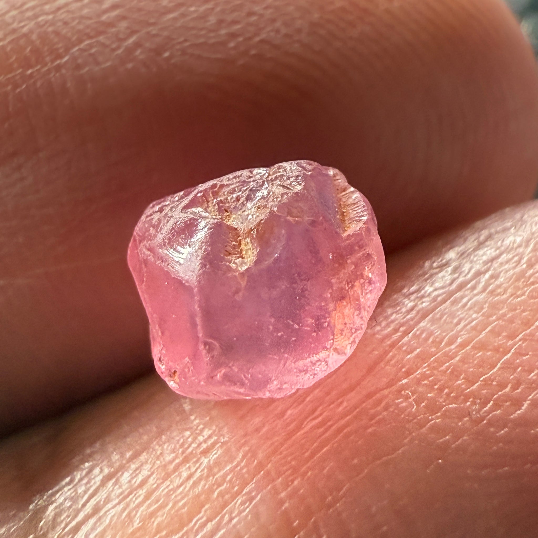 Pink Spinel, Sleepy Baby Pink Colour, 1.95ct, Tanzania, Untreated Unheated, silk giving a milky effect. Very slight crack right on the outside of the stone
