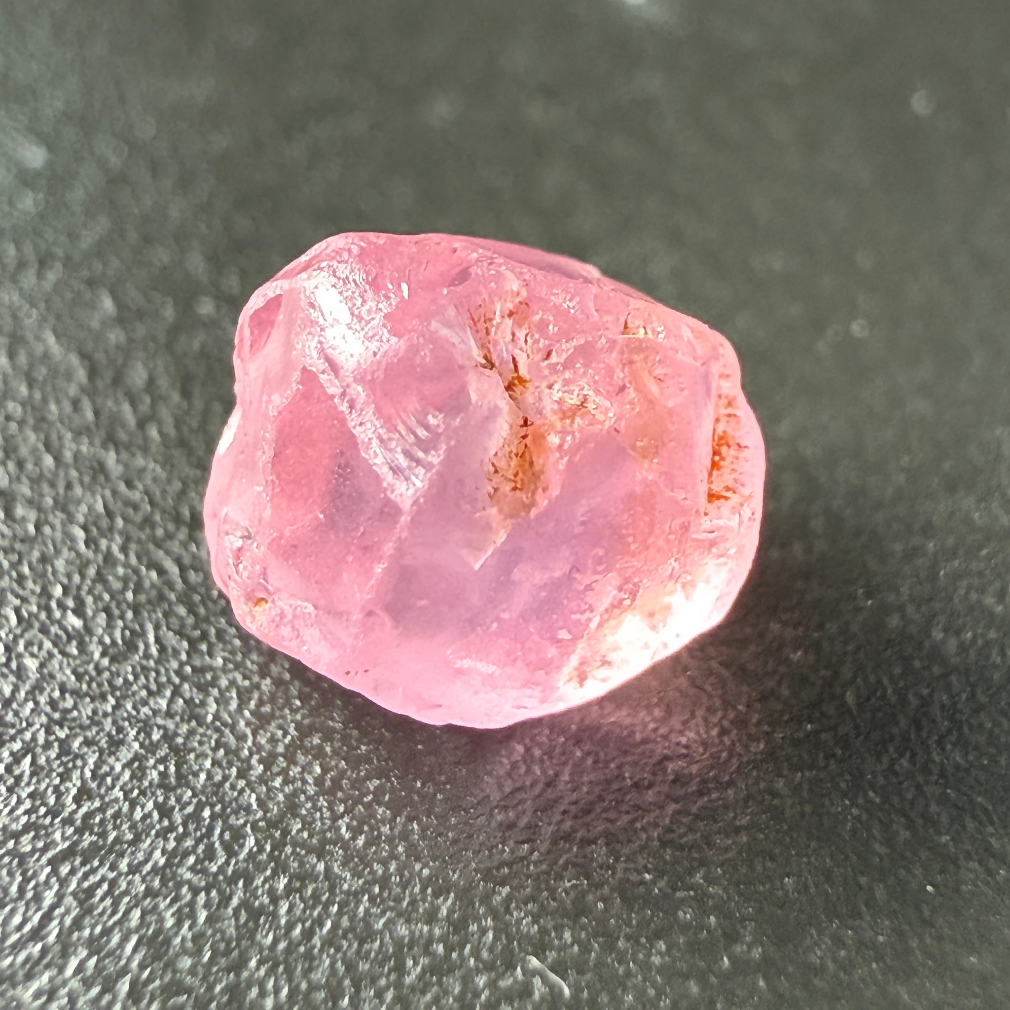 Pink Spinel, Sleepy Baby Pink Colour, 1.95ct, Tanzania, Untreated Unheated, silk giving a milky effect. Very slight crack right on the outside of the stone
