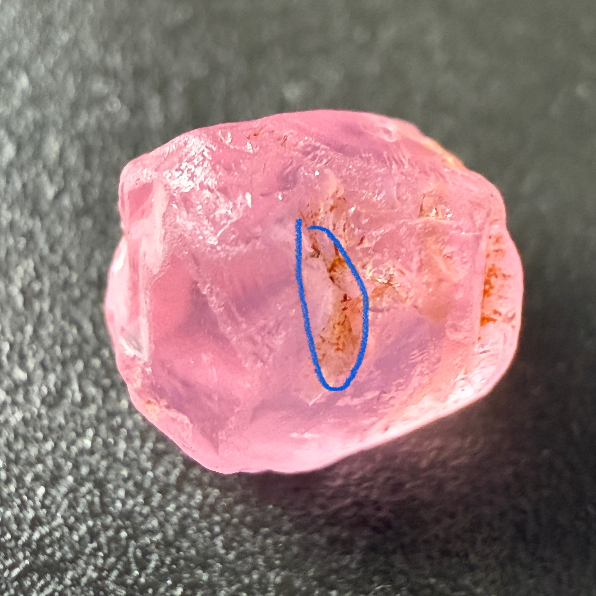 Pink Spinel, Sleepy Baby Pink Colour, 1.95ct, Tanzania, Untreated Unheated, silk giving a milky effect. Very slight crack right on the outside of the stone