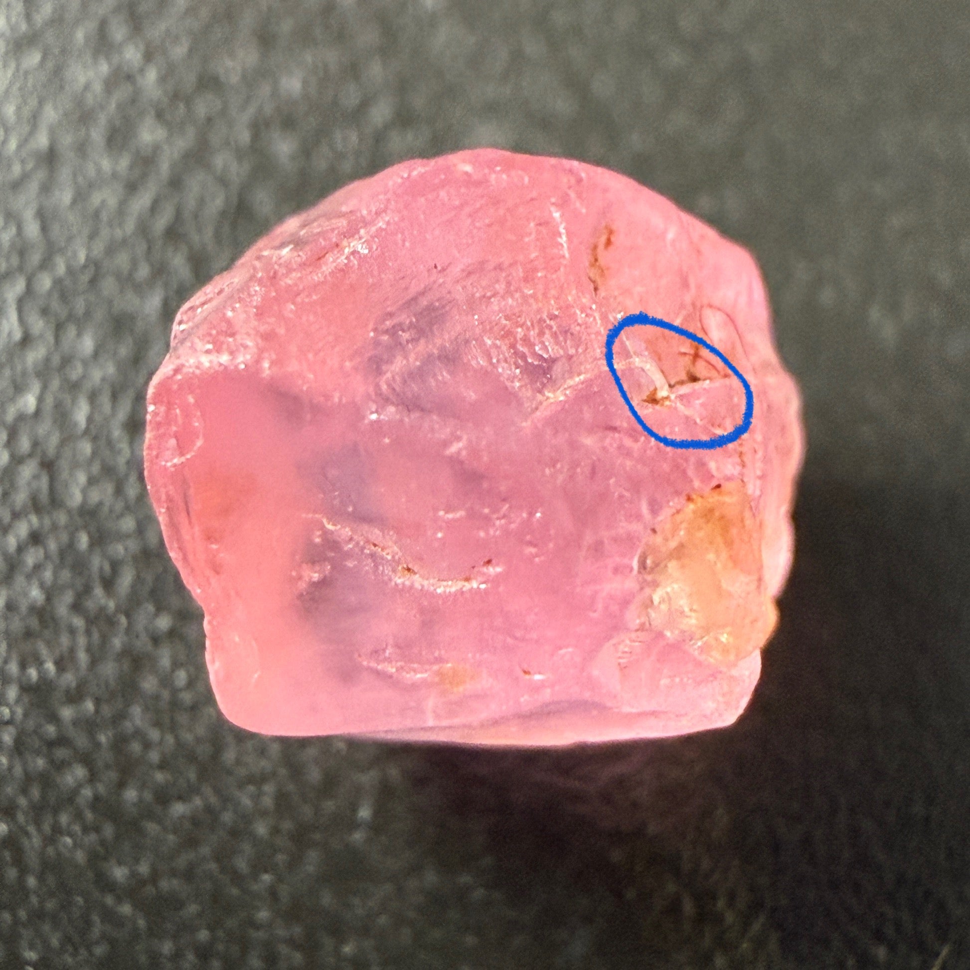 Pink Spinel, Sleepy Baby Pink Colour, 1.95ct, Tanzania, Untreated Unheated, silk giving a milky effect. Very slight crack right on the outside of the stone