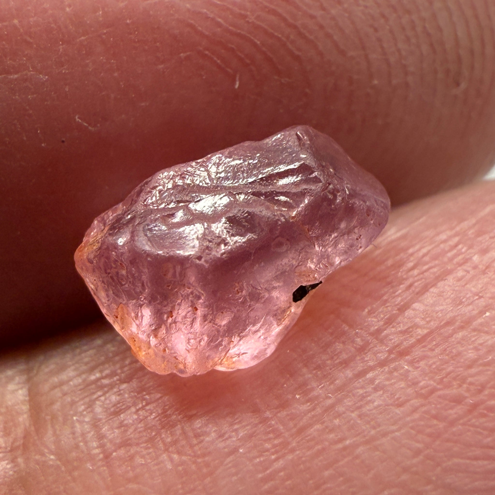 Pink Spinel, Sleepy Baby Pink Colour, 1.77ct, Tanzania, Untreated Unheated, silk giving a milky effect. Very slight crack on the outside of the stone