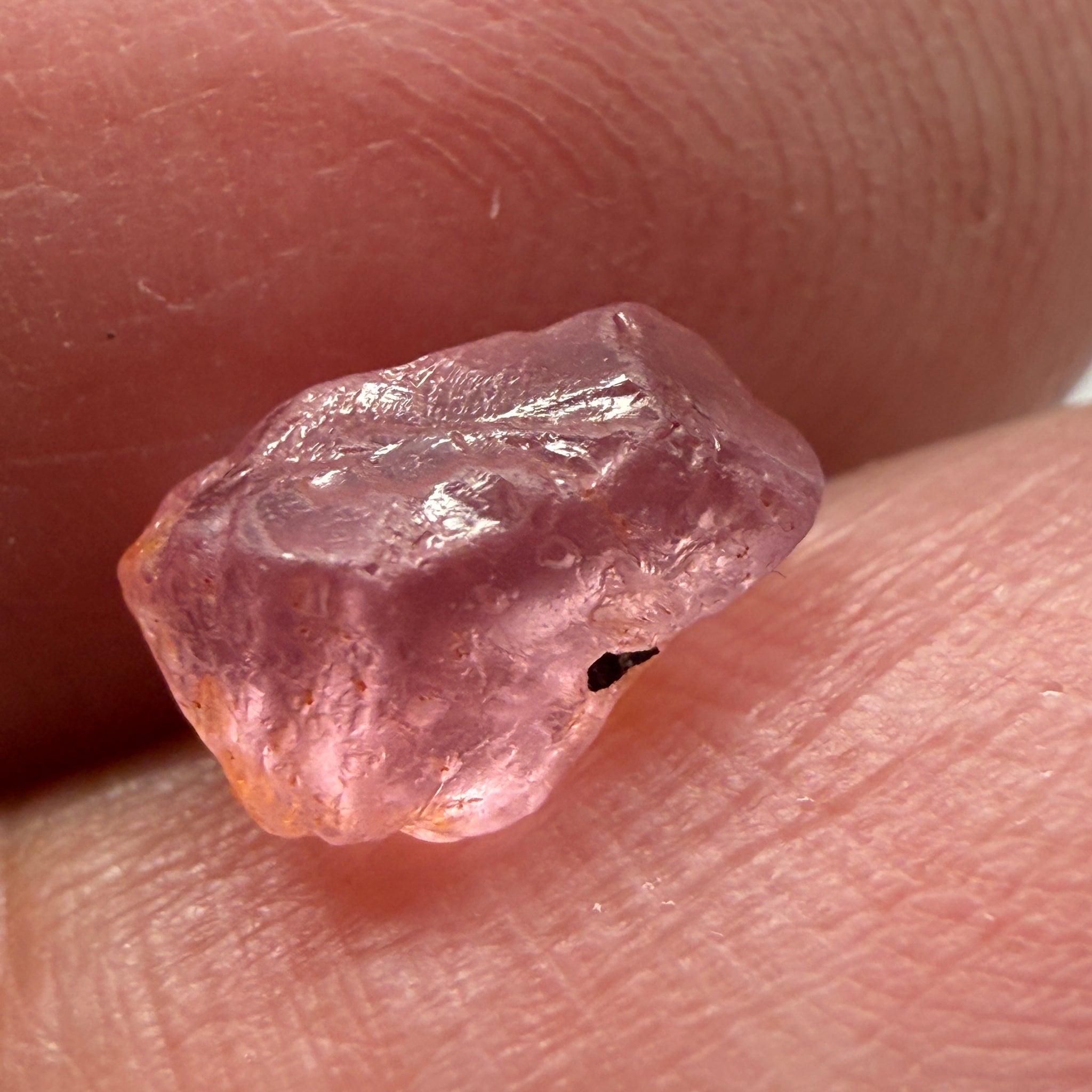 Pink Spinel, Sleepy Baby Pink Colour, 1.77ct, Tanzania, Untreated Unheated, silk giving a milky effect. Very slight crack on the outside of the stone