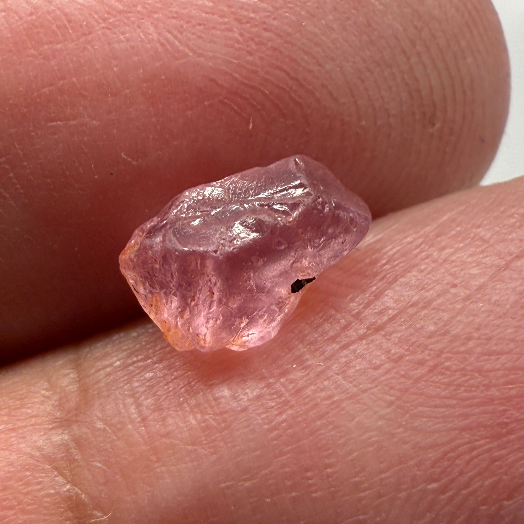 Pink Spinel, Sleepy Baby Pink Colour, 1.77ct, Tanzania, Untreated Unheated, silk giving a milky effect. Very slight crack on the outside of the stone