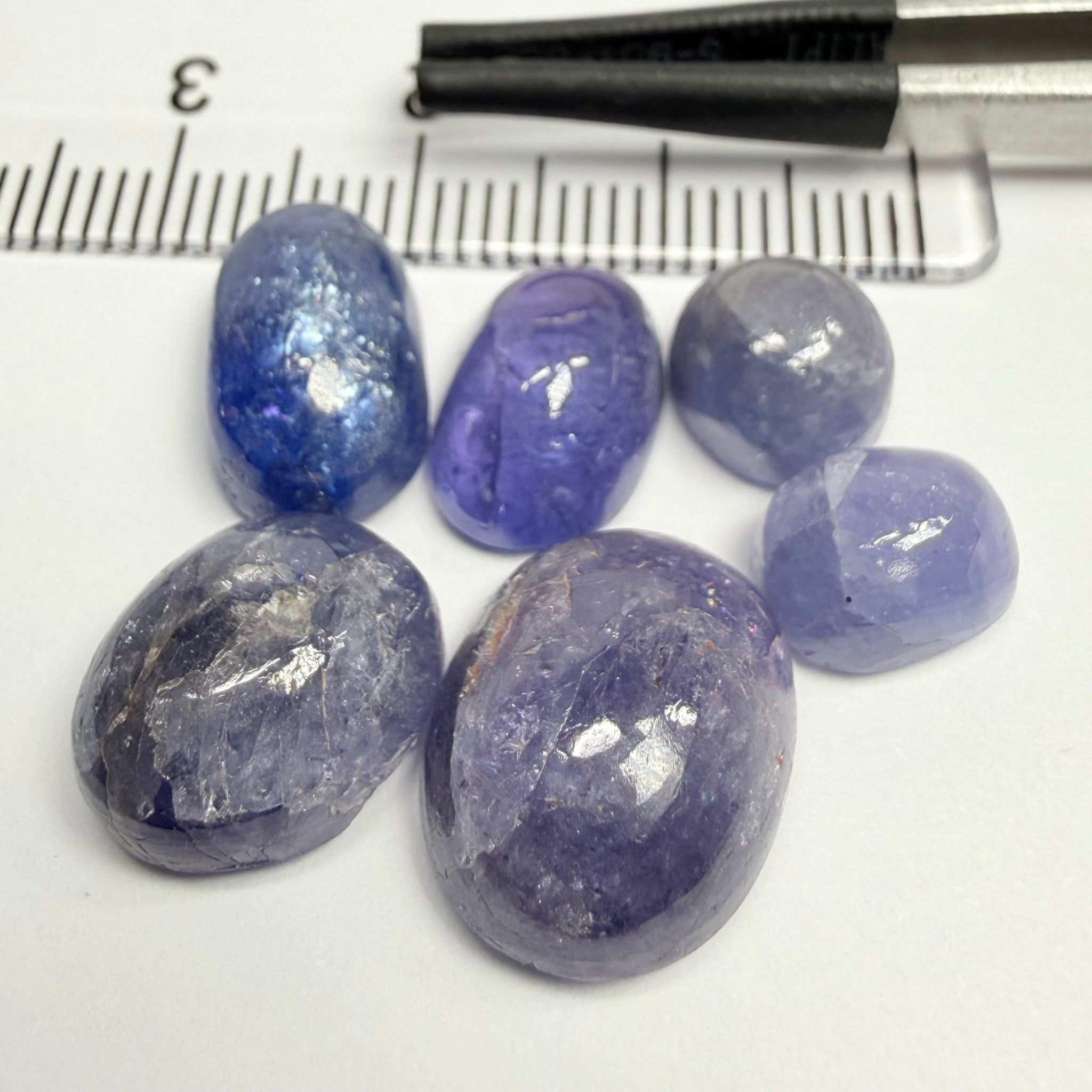 Tanzanite Cabochon, 33.71ct Lot, Merelani, Tanzania, Gently Heated