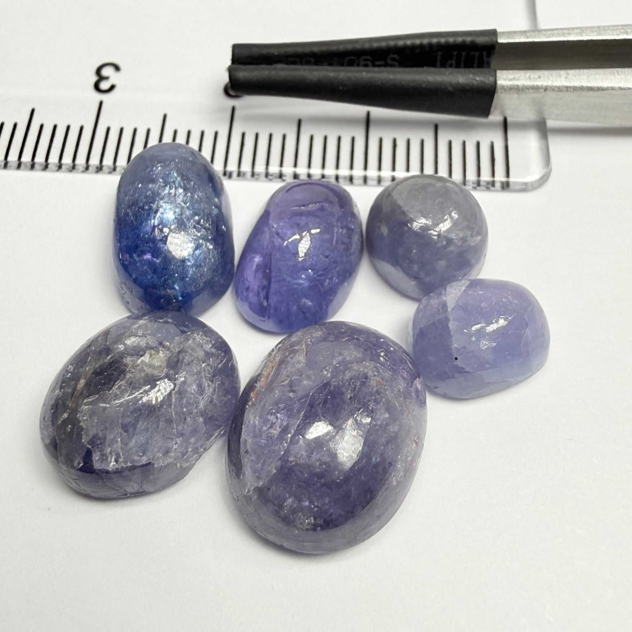 Tanzanite Cabochon, 33.71ct Lot, Merelani, Tanzania, Gently Heated