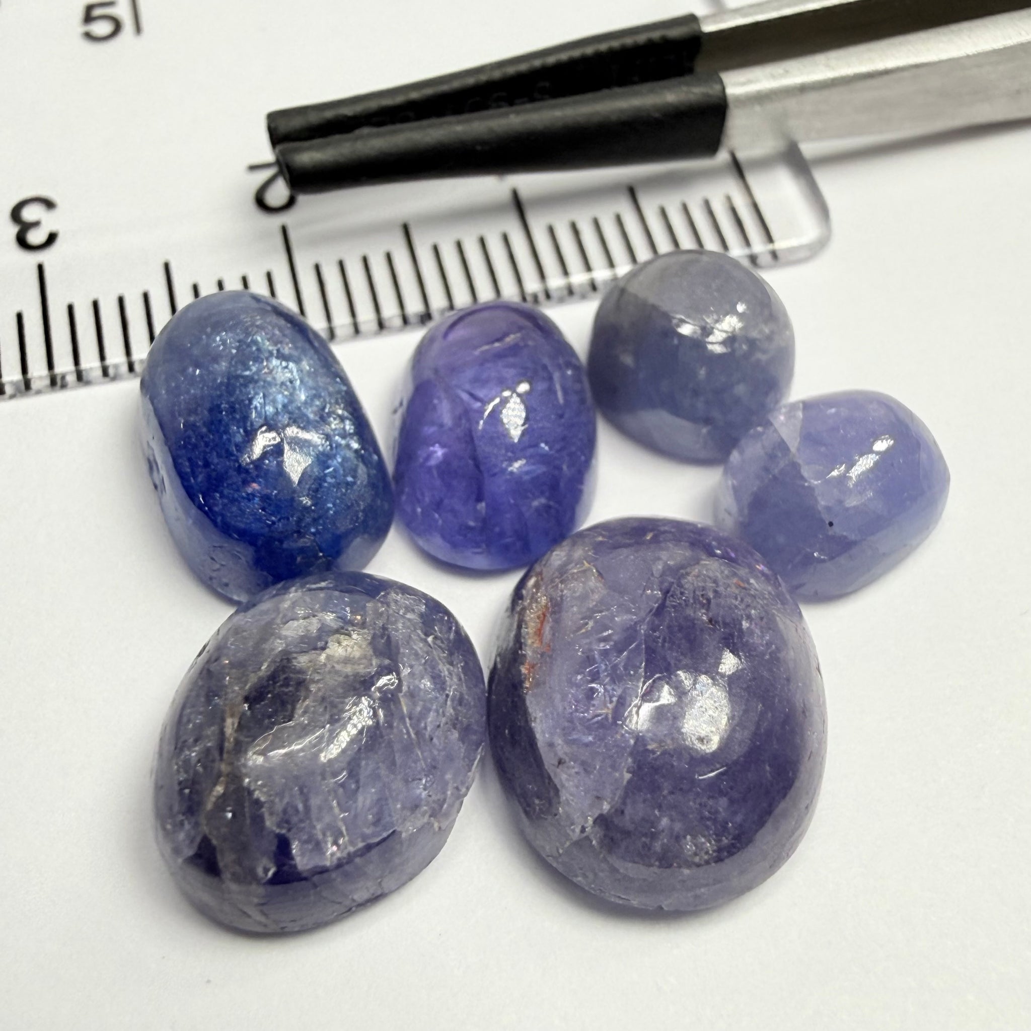 Tanzanite Cabochon, 33.71ct Lot, Merelani, Tanzania, Gently Heated