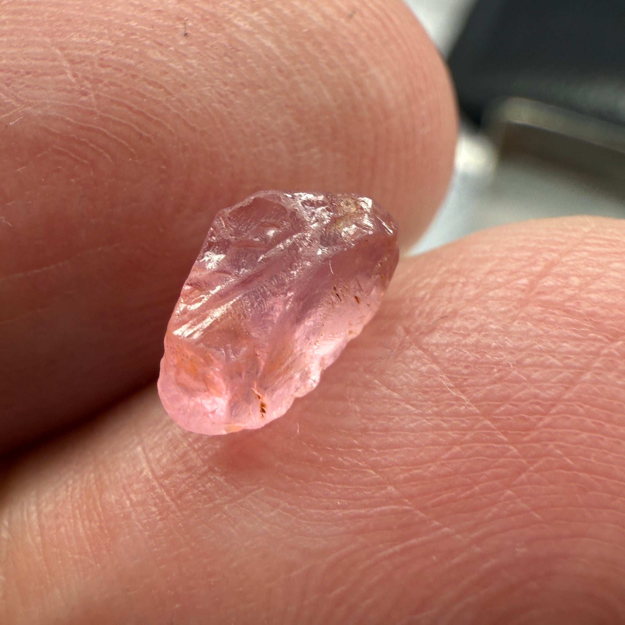 Pink Spinel, Sleepy Baby Pink Colour, 1.77ct, Tanzania, Untreated Unheated, silk giving a milky effect. Very slight crack on the outside of the stone