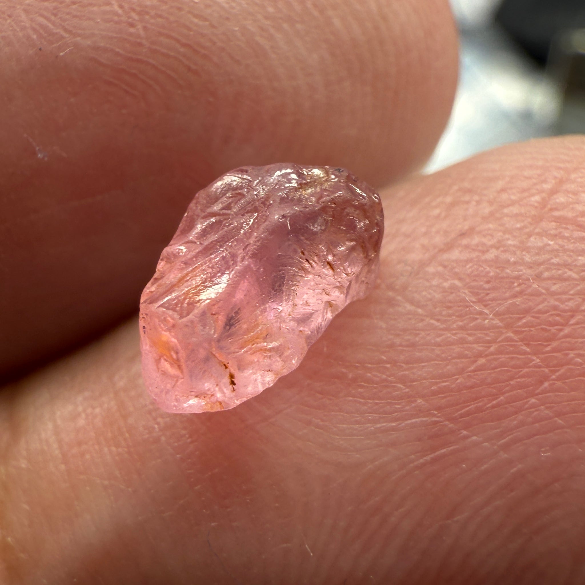 Pink Spinel, Sleepy Baby Pink Colour, 1.77ct, Tanzania, Untreated Unheated, silk giving a milky effect. Very slight crack on the outside of the stone