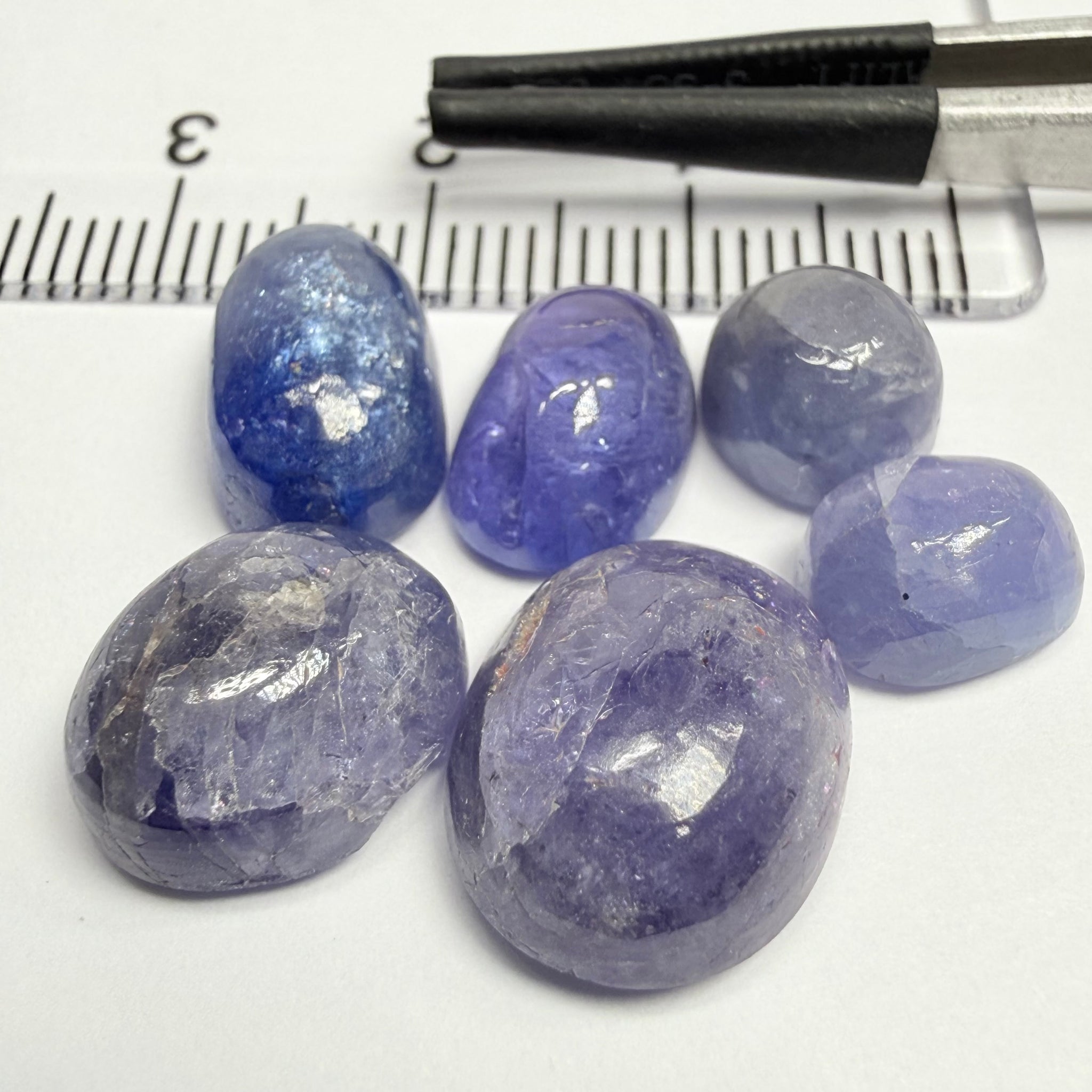 Tanzanite Cabochon, 33.71ct Lot, Merelani, Tanzania, Gently Heated
