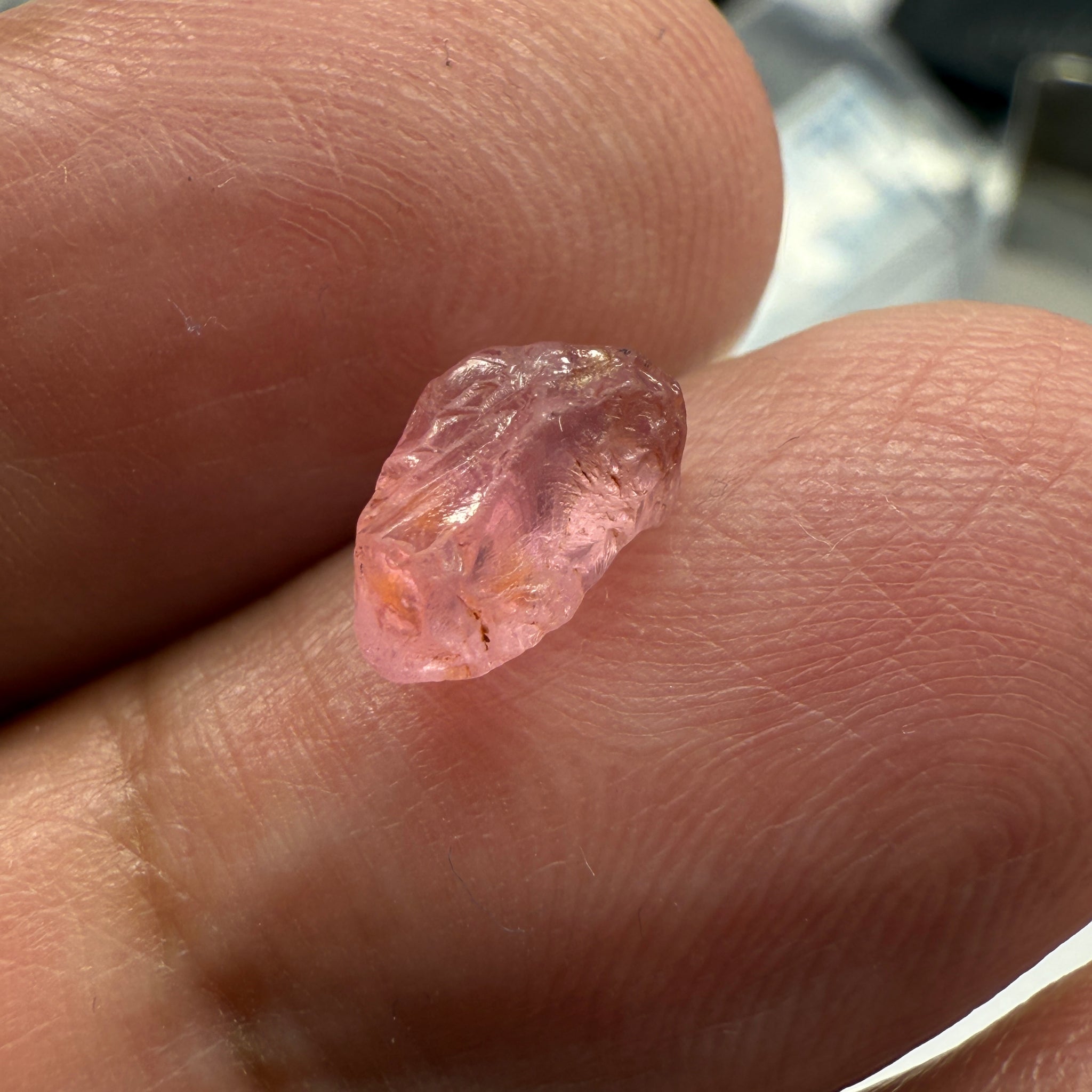 Pink Spinel, Sleepy Baby Pink Colour, 1.77ct, Tanzania, Untreated Unheated, silk giving a milky effect. Very slight crack on the outside of the stone