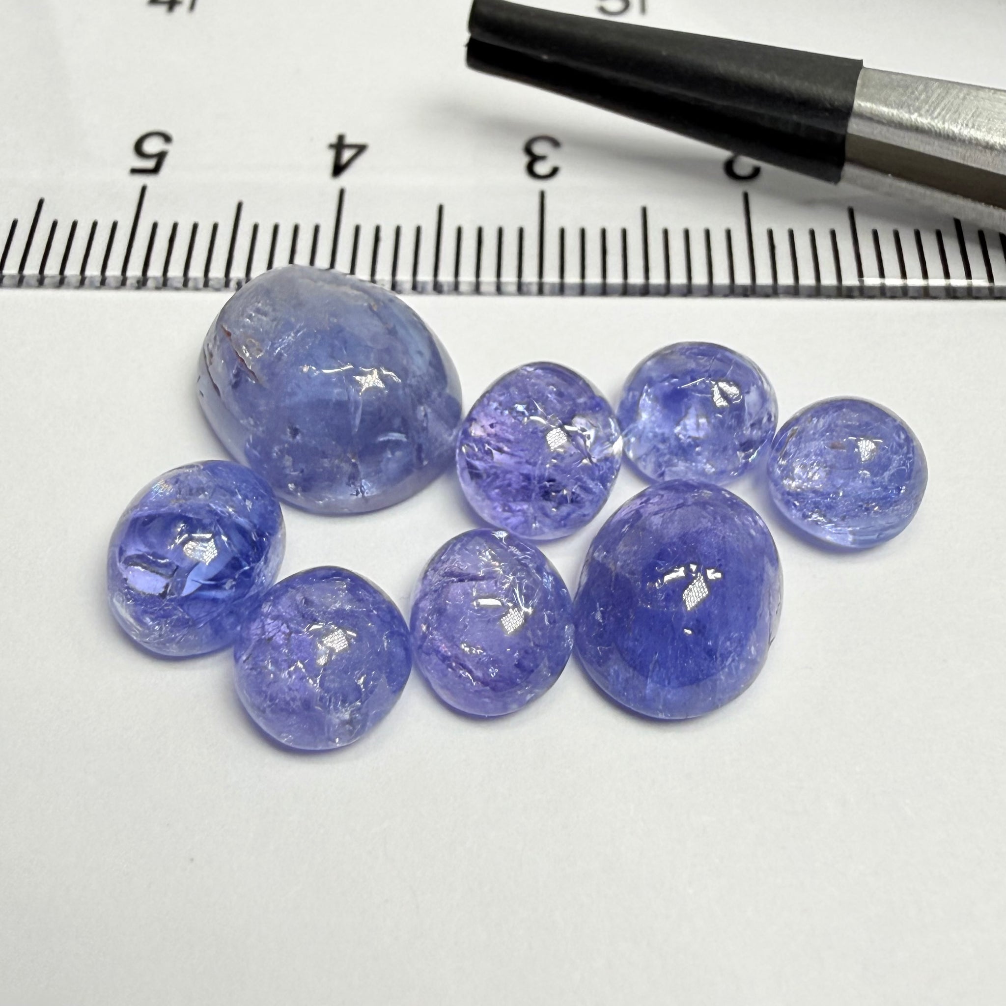 Tanzanite Cabochon, 22.59ct Lot, Merelani, Tanzania, Gently Heated, they look like little pebbles