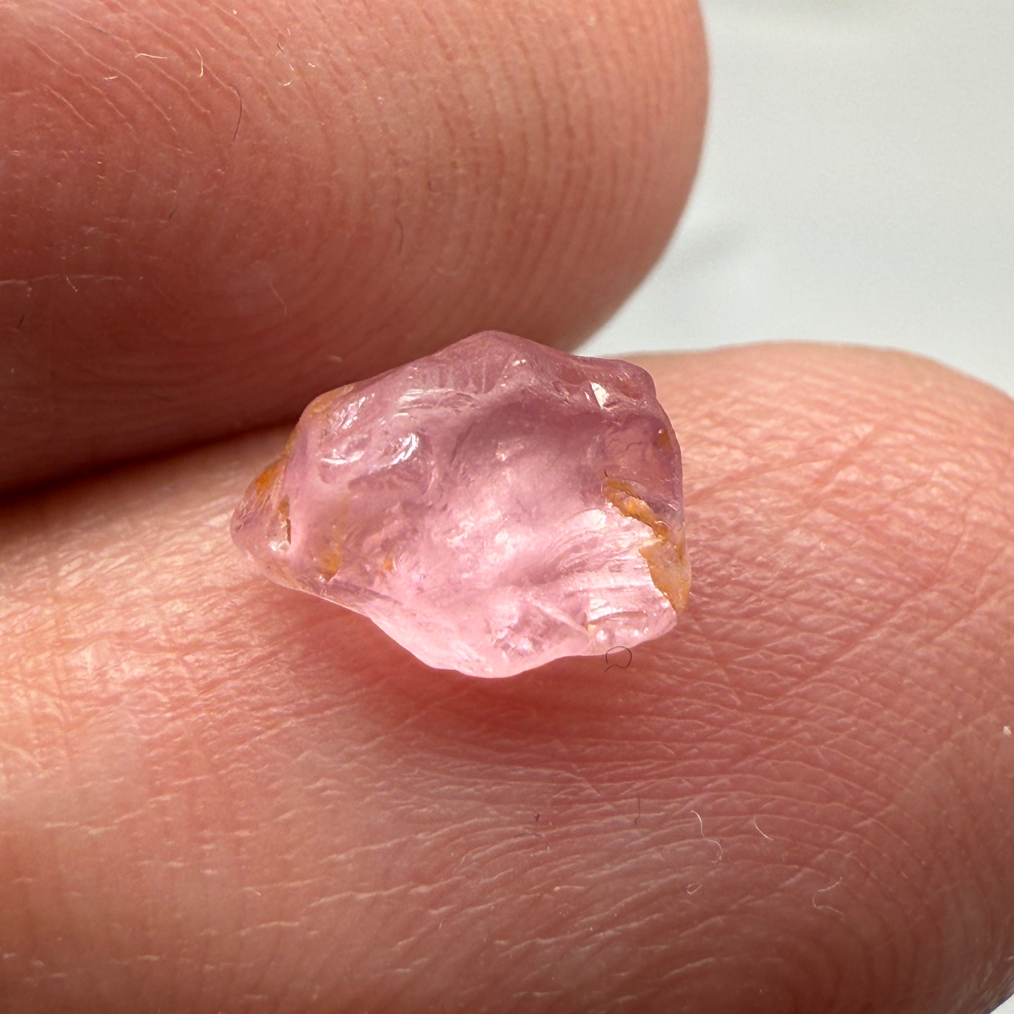 Pink Spinel, Sleepy Baby Pink Colour, 1.69ct, Tanzania, Untreated Unheated, silk giving a milky effect. Very slight crack on the outside of the stone